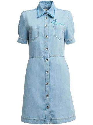 image of Marni O1W1Db10524 Logo Denim Dress In Blue, Women's (Size 2XL)