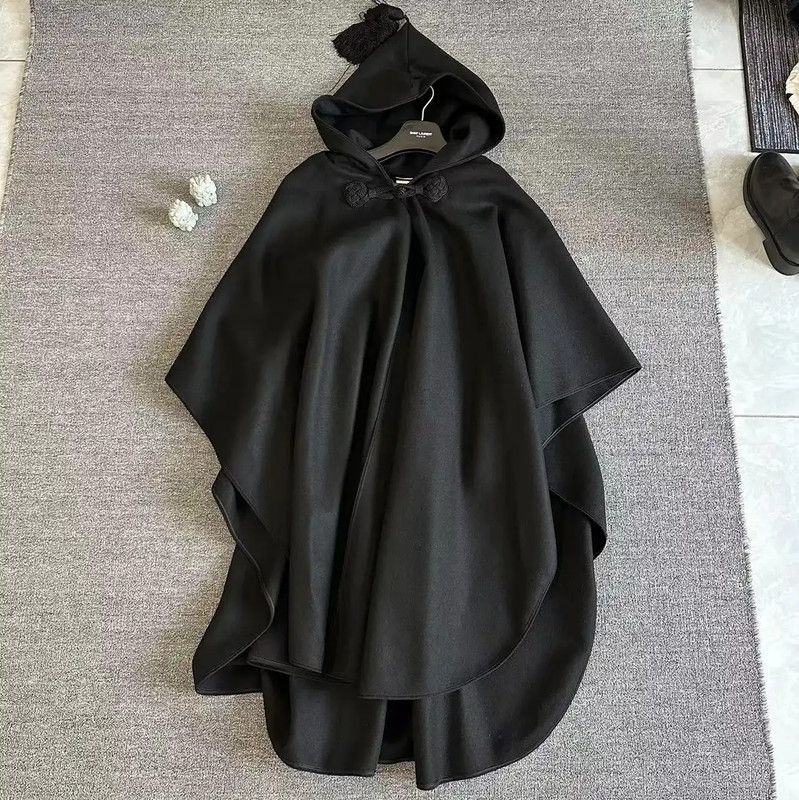 Yves Saint Laurent YSL Black Wool Women's Coat for Spring and Autumn 0089 Size S / US 4 / IT 40 - 1 Thumbnail