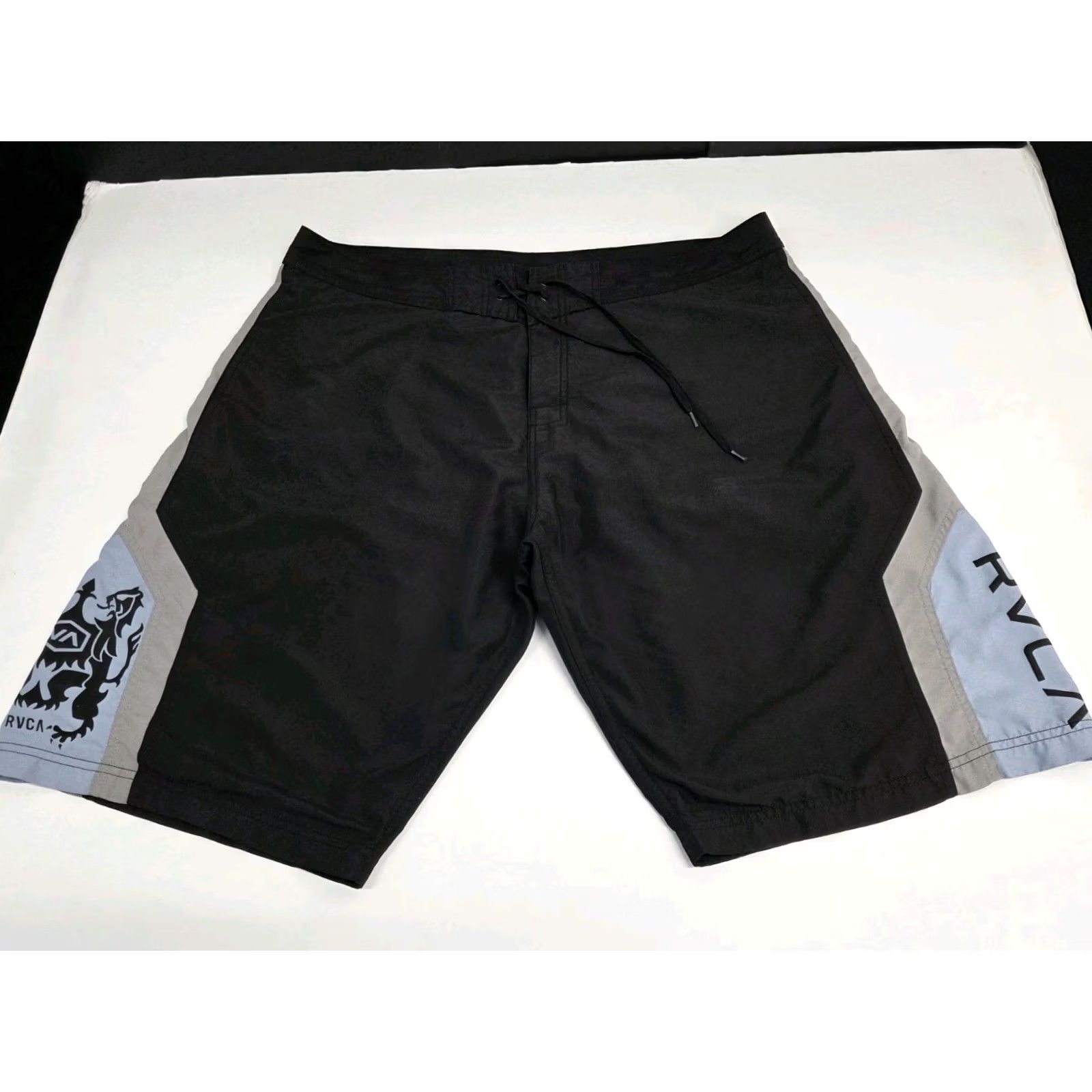 RVCA RVCA Mens Boardshorts Black Size 38 Drawstring Back Pocket Beach Bum 90s? Size ONE SIZE - 2 Thumbnail