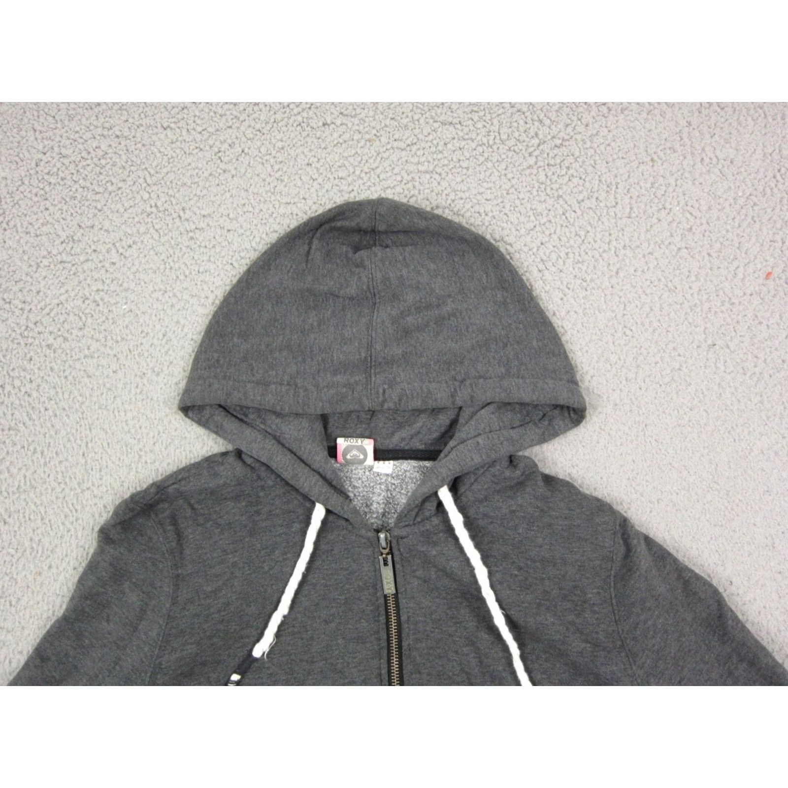Vintage Roxy Hoodie Womens M Gray Full Zip Fleece Sweatshirt Logo 90s City Classic Outdoor Mens Women Girls? Size M / US 6-8 / IT 42-44 - 2 Thumbnail