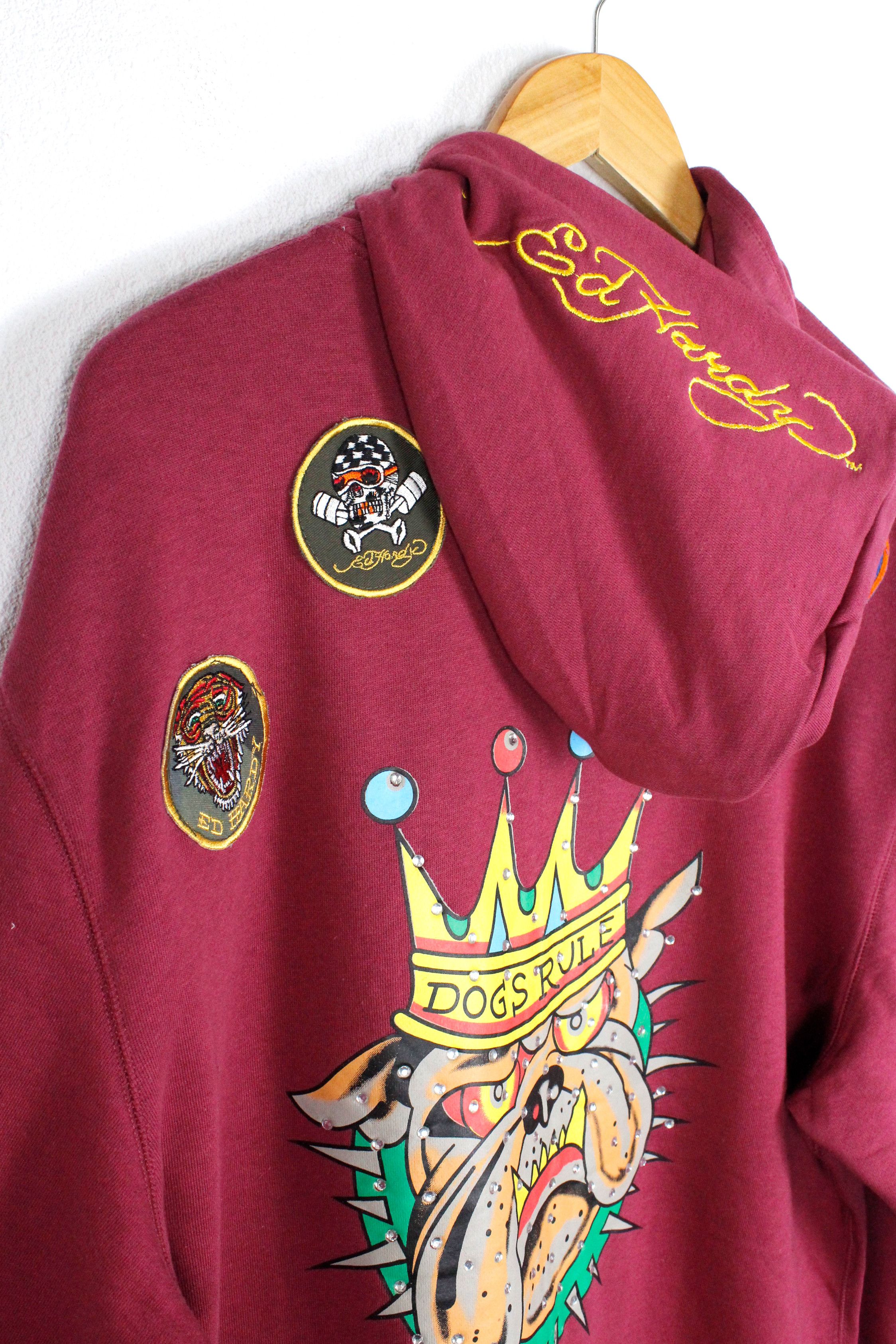 Ed Hardy Vintage Y2K ED HARDY Big Dog Logo Embellished Zip Hoodie Size US XL / EU 56 / 4 - 8 Thumbnail