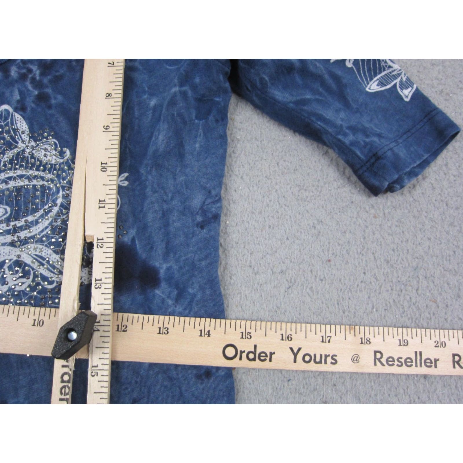 Vintage Sledge Shirt Womens M Blue Tie Dye Beaded Short Sleeve USA Made Size M / US 6-8 / IT 42-44 - 7 Thumbnail