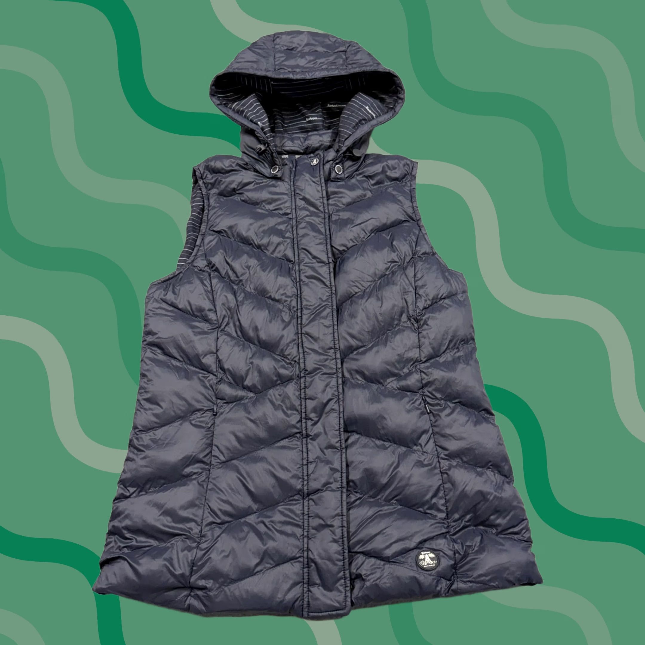 Barbour Barbour Vest Womens 10 Blue Quilted Puffer Hooded Full Zip Insulated Warm Jacket/Coat Size L / US 10 / IT 46 - 1 Thumbnail