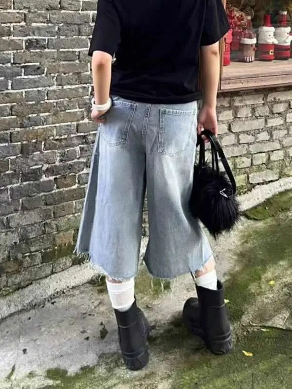 VIBE Denim jeans jorts Y2K Drip shorts Size US 32 / EU 48 - 7 Thumbnail