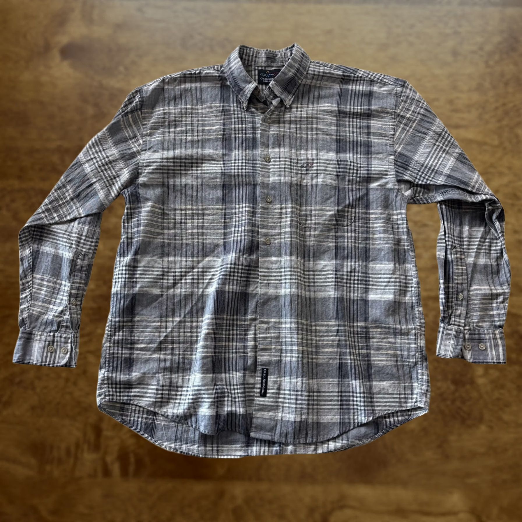 Vintage Greg Norman Collection Shirt Mens Large Gray Plaid Long Sleeve Cotton Button Up Size US L / EU 52-54 / 3 - 1 Thumbnail