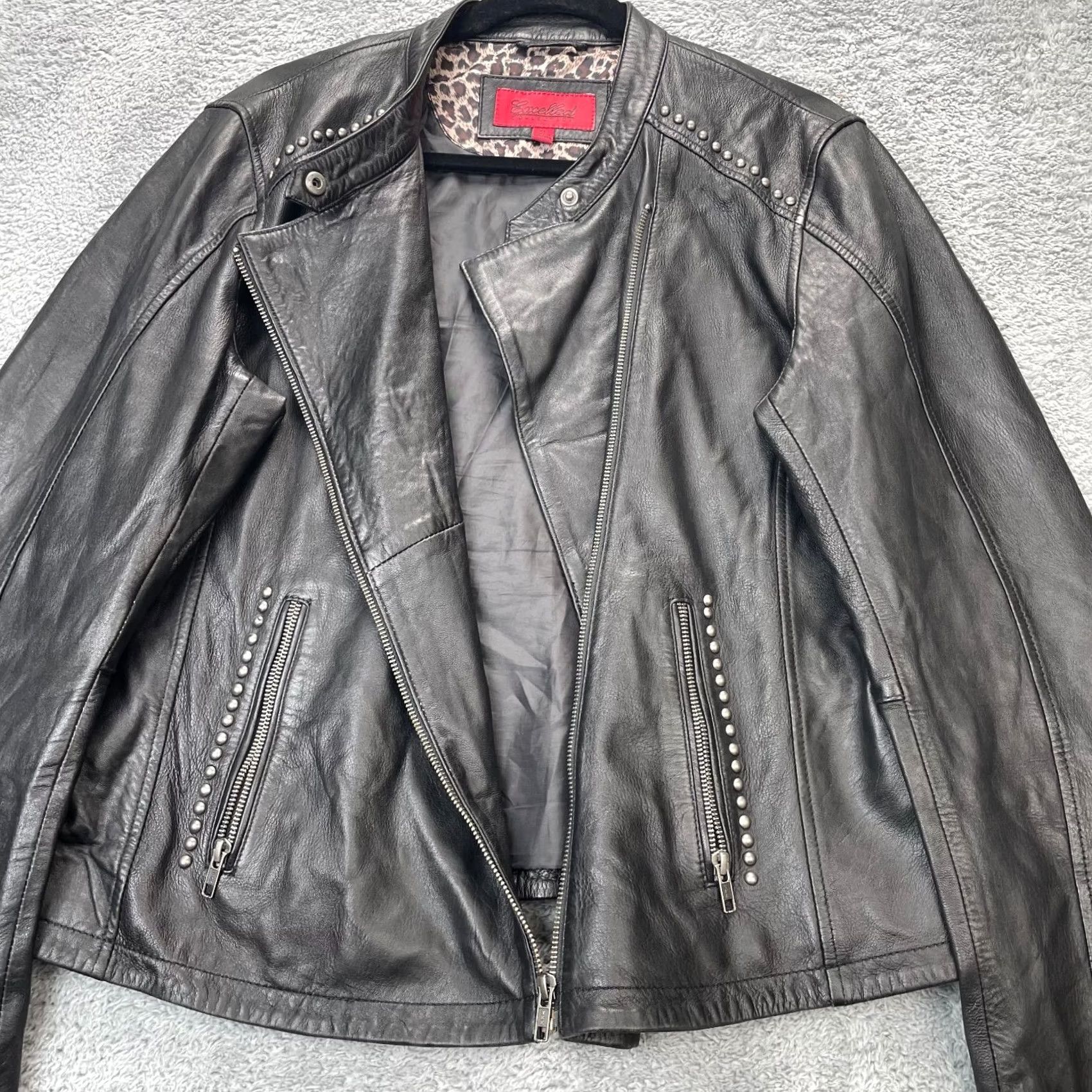 Vintage VINTAGE Excelled Jacket Womens XL Black Leather Biker Coat Studded Zipper Collared Short Sleeve Casual Size XL / US 12-14 / IT 48-50 - 4 Thumbnail