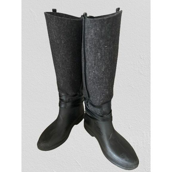 Salvatore Ferragamo Salvatore Ferragamo Cordelia Felt Grey/Black Riding/Rain Boo Size US 5 / IT 35 - 1 Thumbnail