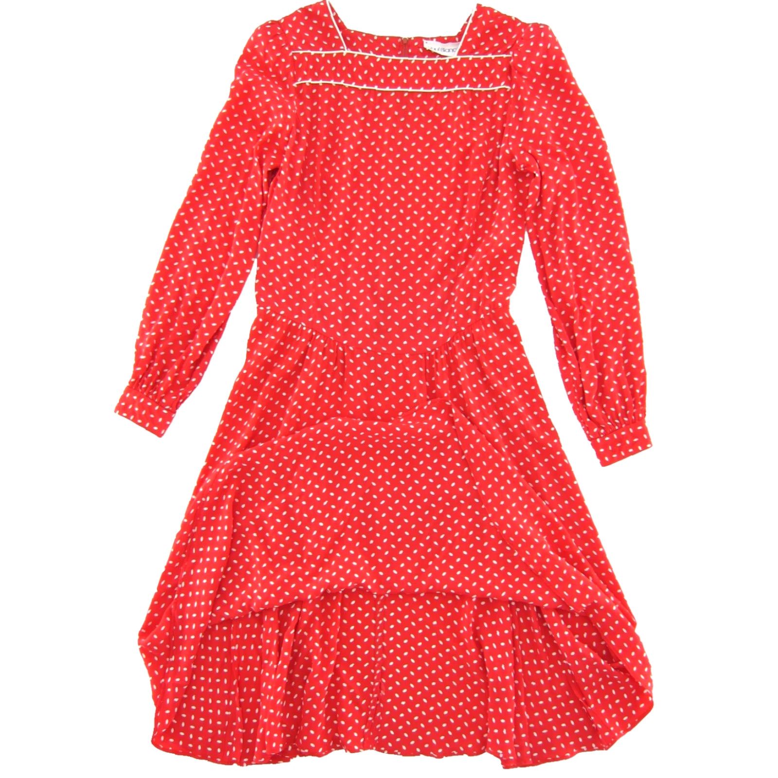 Vintage VTG Raul Blanco 80's Rayon Red White Polka Dot Long Sleeve Midi Dress M-L Dress Size XL / US 12-14 / IT 48-50 - 5 Thumbnail