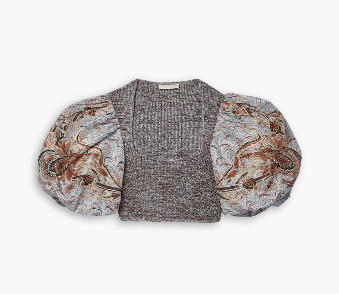 Ulla Johnson Ulla Johnson Iva Cropped Printed Taffeta and Ribbed-Knit Top Size L / US 10 / IT 46 - 1 Thumbnail