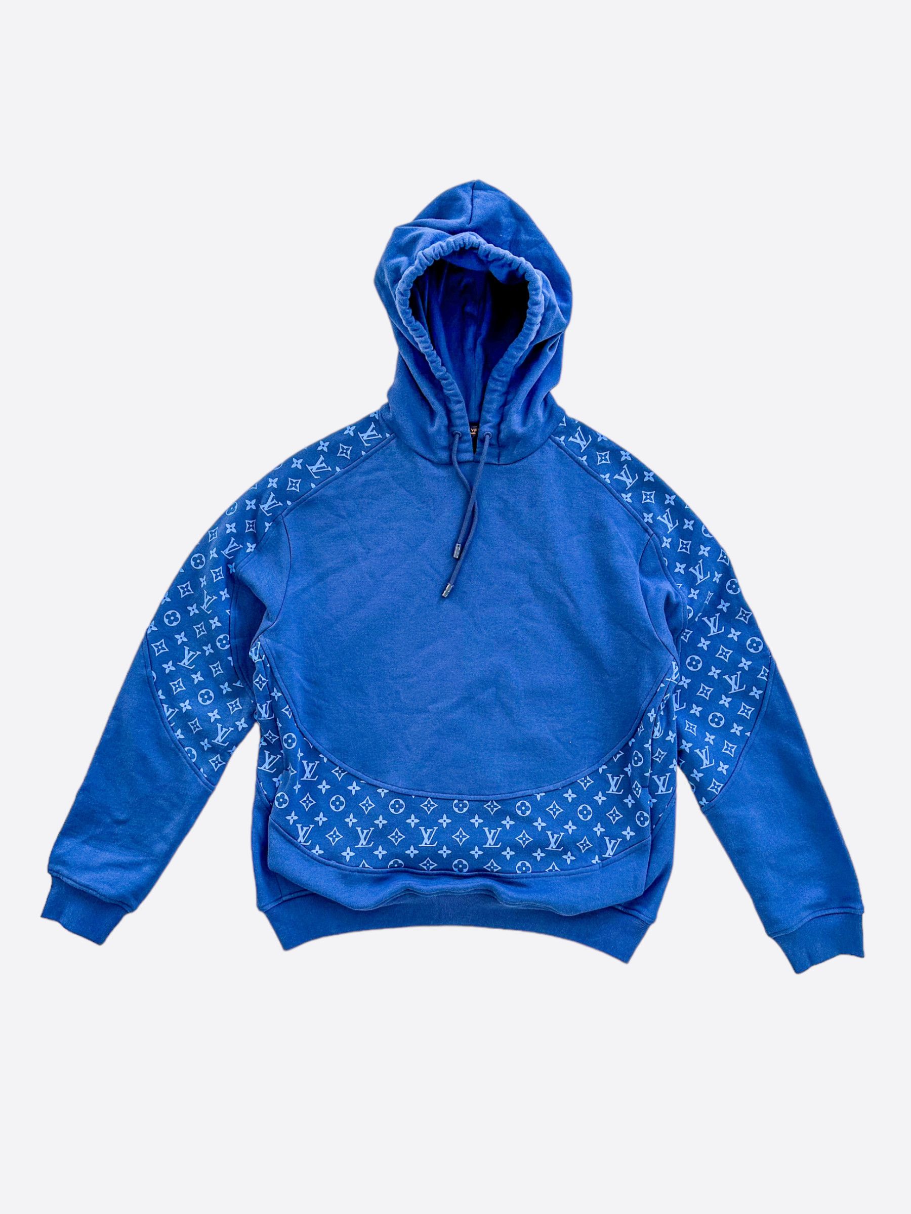 image of Louis Vuitton Blue Circle Cut Monogram Hoodie, Men's (Size Large)