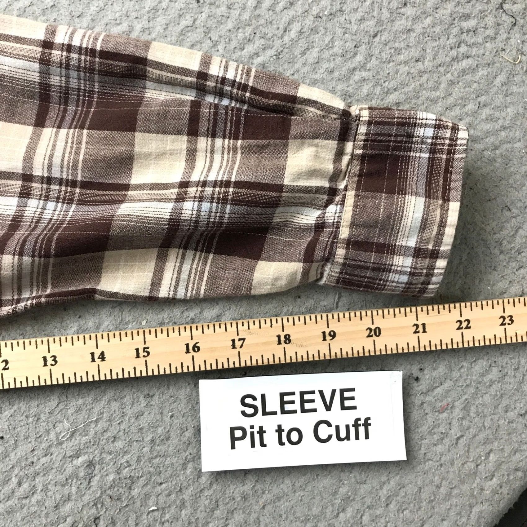 BKE BKE 67 Button Up Dress Shirt Mens XL Long Sleeve Plaid Brown White Tan Pocket Button-Down Size 46R - 7 Thumbnail