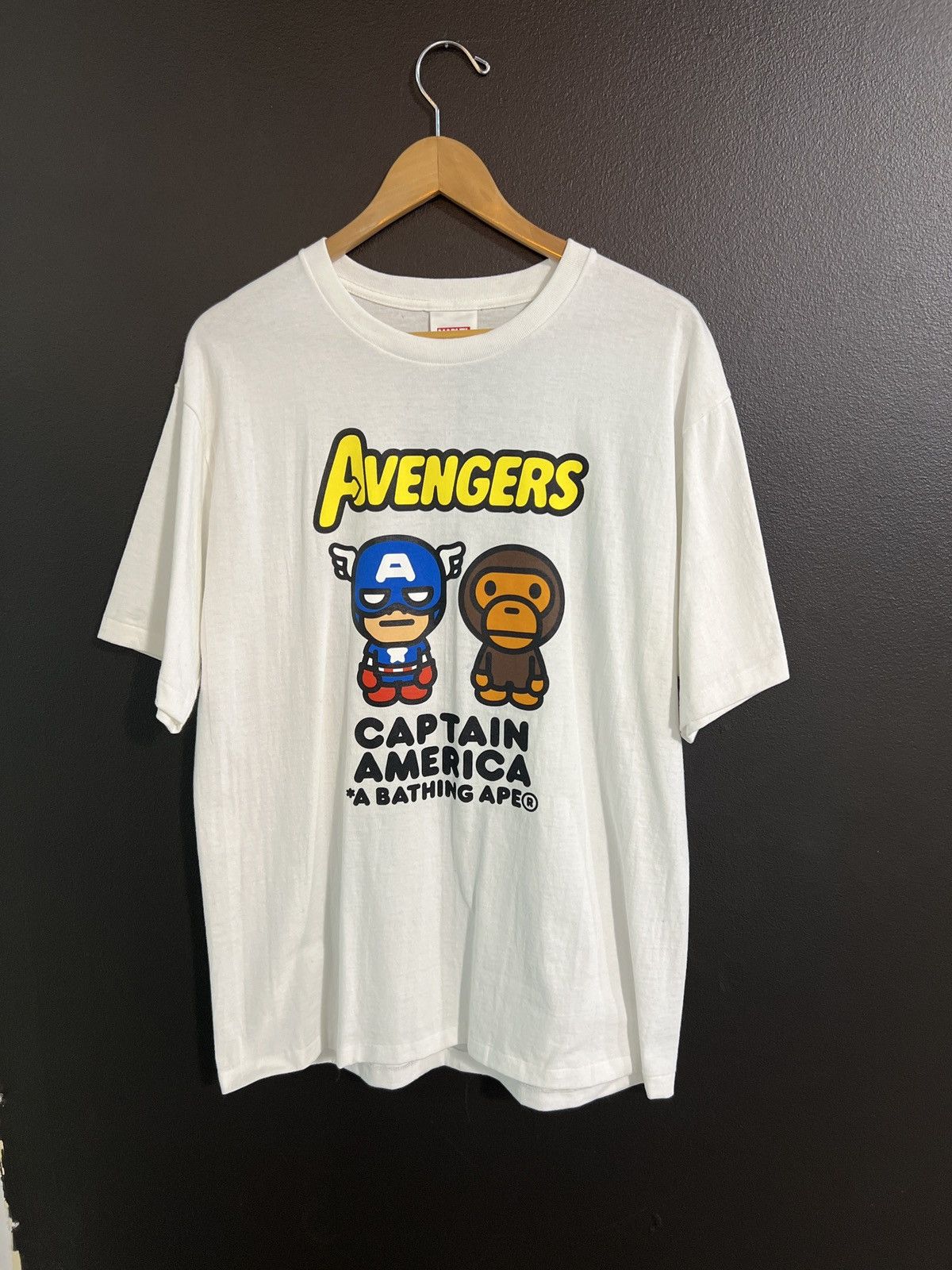 image of Bape X Marvel Avengers Captain America Tee Size XL in White, Men's