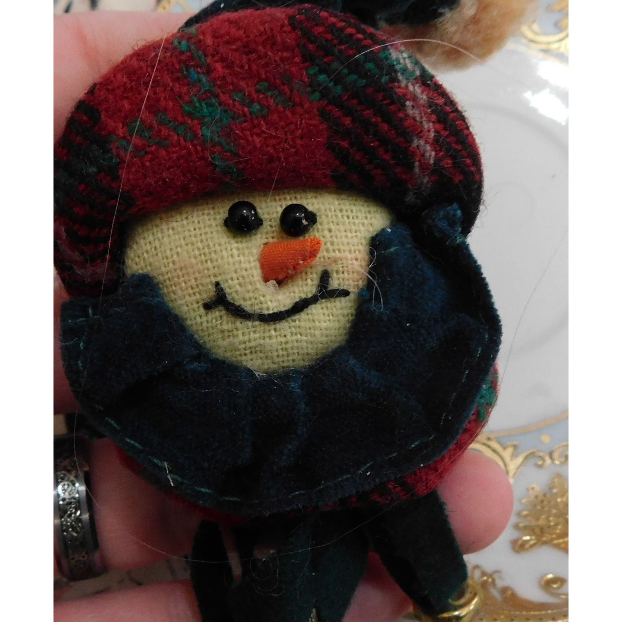 Other Vintage 90s Plush Snowman Brooch With Bell Accents Size ONE SIZE - 2 Thumbnail