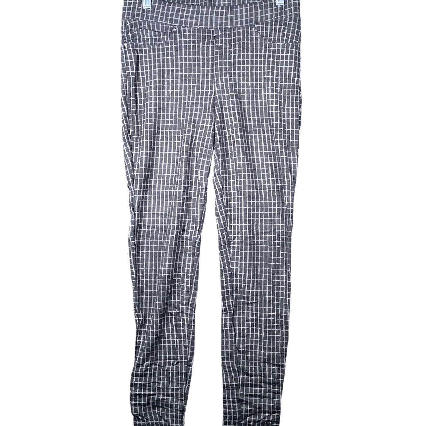 Vintage Seven7 Womens Pants Black Windowpane Plaid Pull On Jeggings Crop Stretch M Pants Size 30" / US 8 / IT 44 - 2 Thumbnail