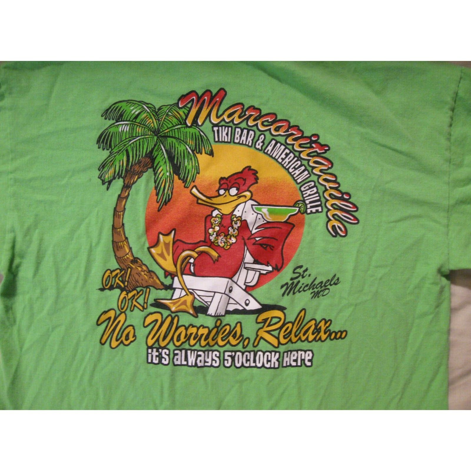 Gildan Marcoritaville Tiki Bar T Shirt St Michaels Maryland Men's Medium Short Sleeve Green Cotton Gildan Bar 90s Event Shirts Mens Size US M / EU 48-50 / 2 - 2 Thumbnail