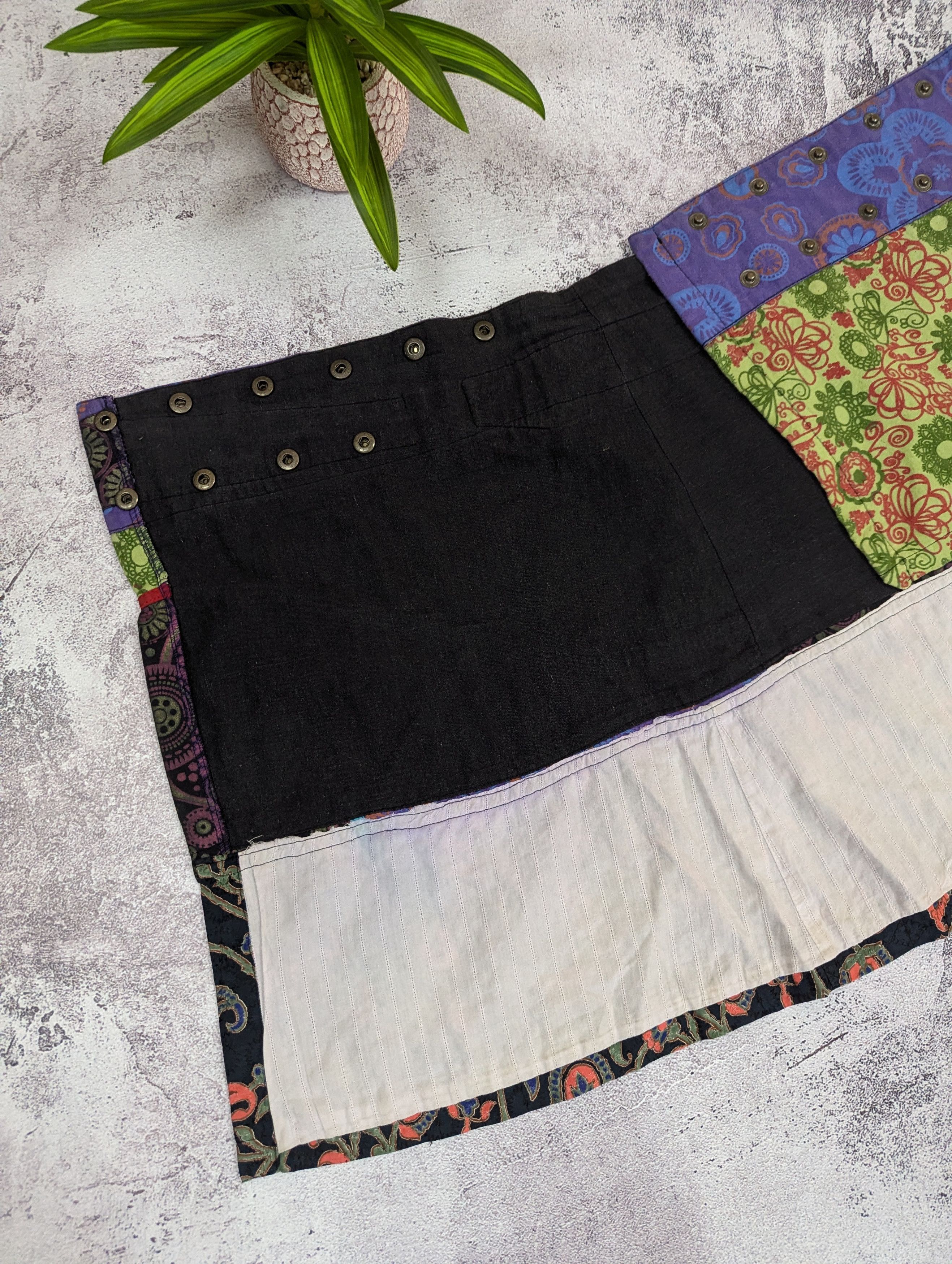 Japanese Brand VTG Japanese Patchwork Wrap Skirt Boho Fairy M/L Size 31" - 8 Thumbnail