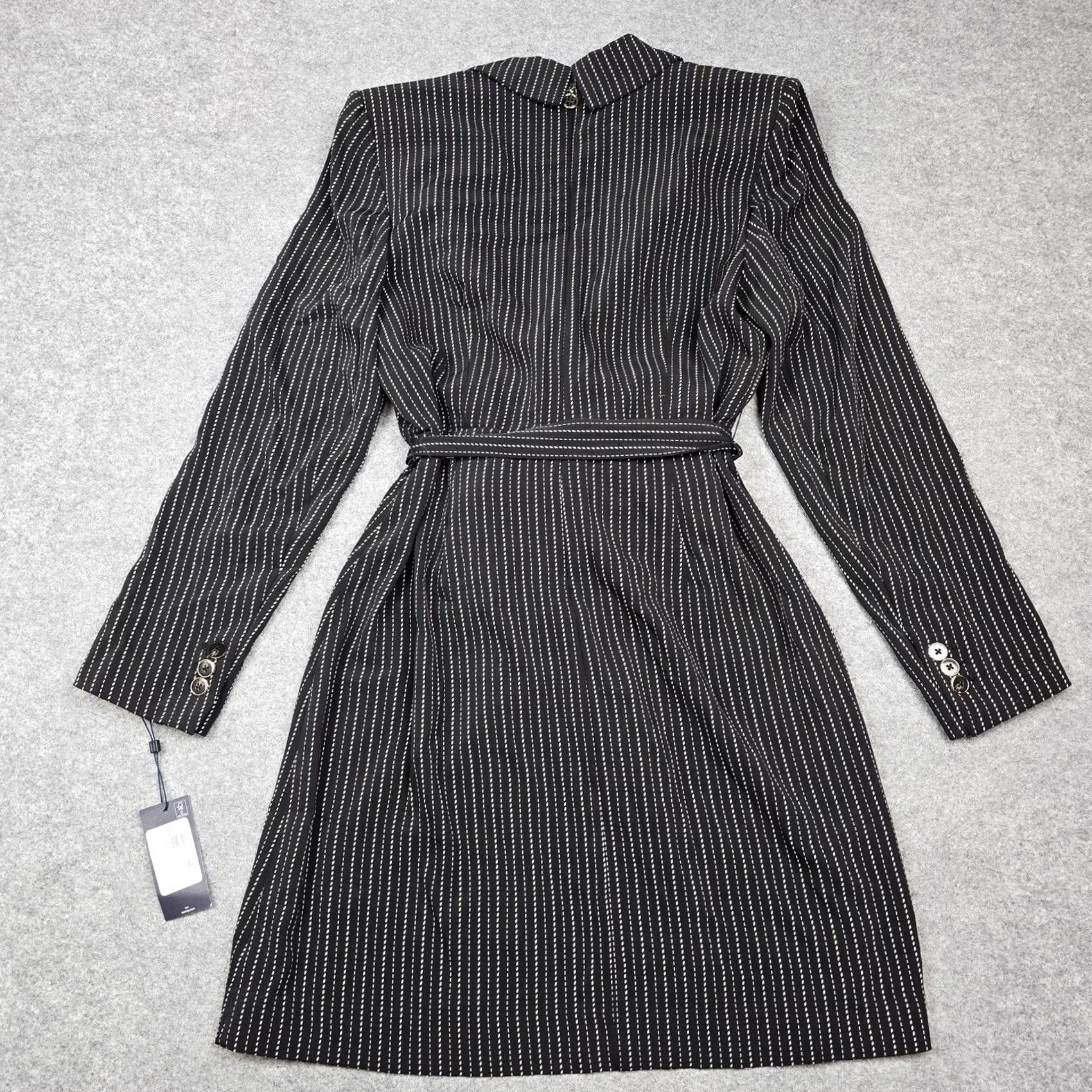 Tommy Hilfiger Tommy Hilfiger Dress Womens Black Stripe Wrap Sheath Belted Long Sleeve Work 10 Size L / US 10 / IT 46 - 7 Thumbnail