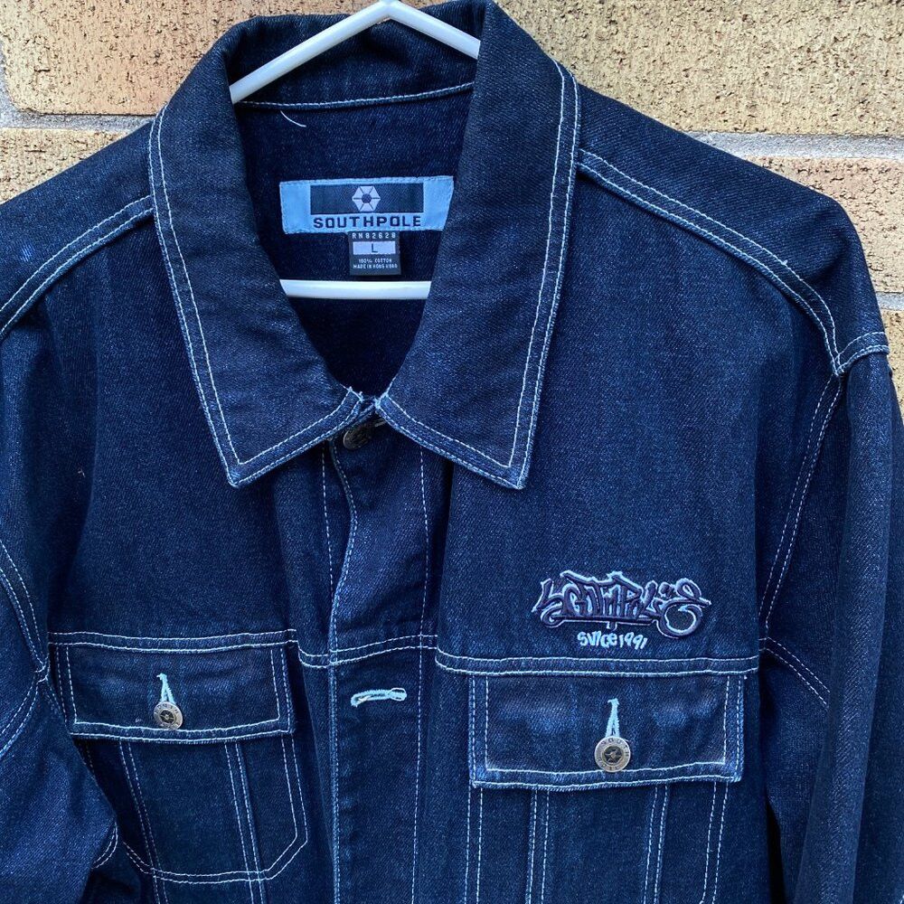 Southpole × Vintage Vintage 1998 South Pole Embroidered Jean Jacket Large Blue Size US L / EU 52-54 / 3 - 6 Thumbnail