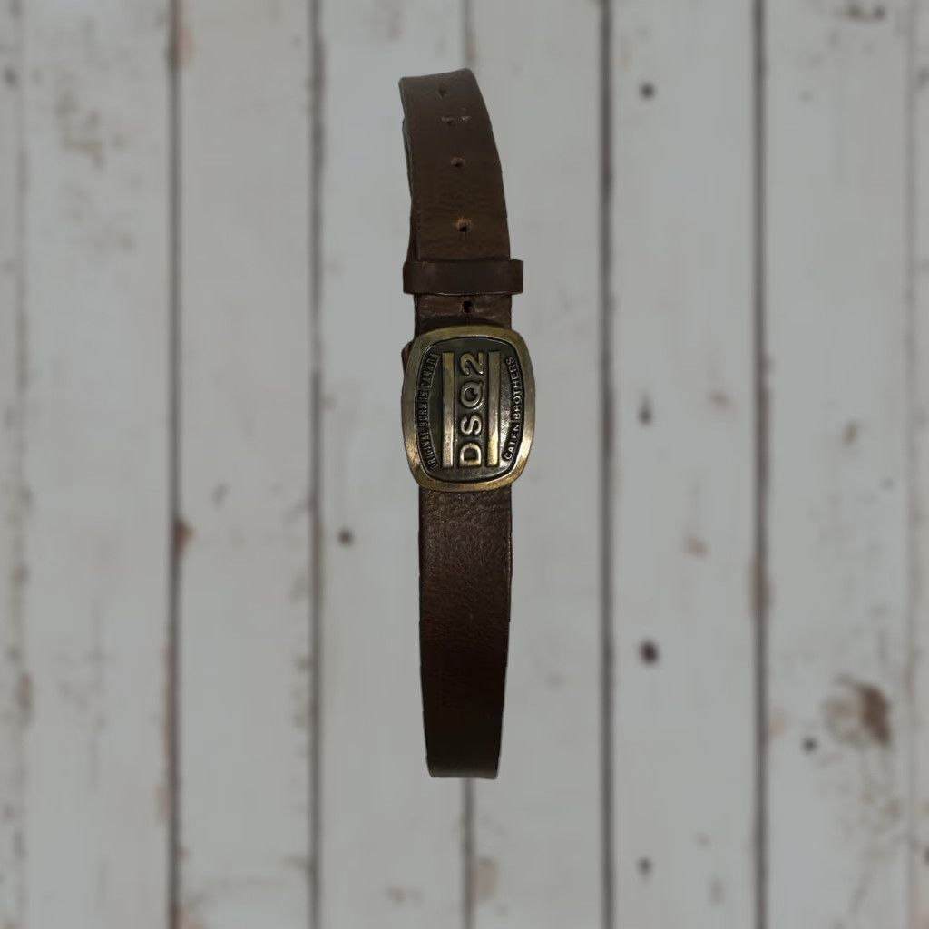 Dsquared2 VINTAGE DSQUARED LOGO Belt Leather Brown Made in Italy | Men | L | Brass Hardware Size ONE SIZE - 1 Thumbnail