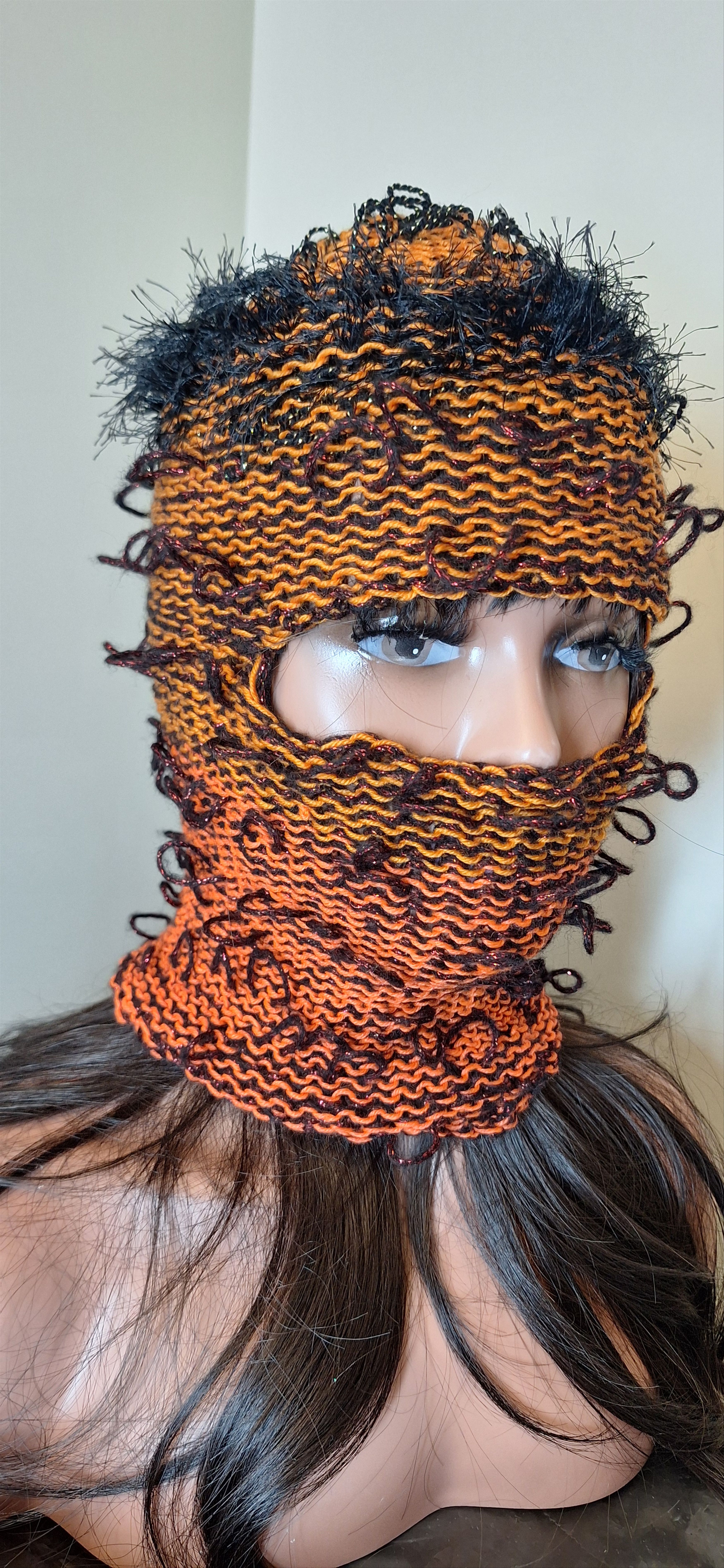 Other Fiber Riot 02 – Orange Black Knit Balaclava Size ONE SIZE - 3 Thumbnail