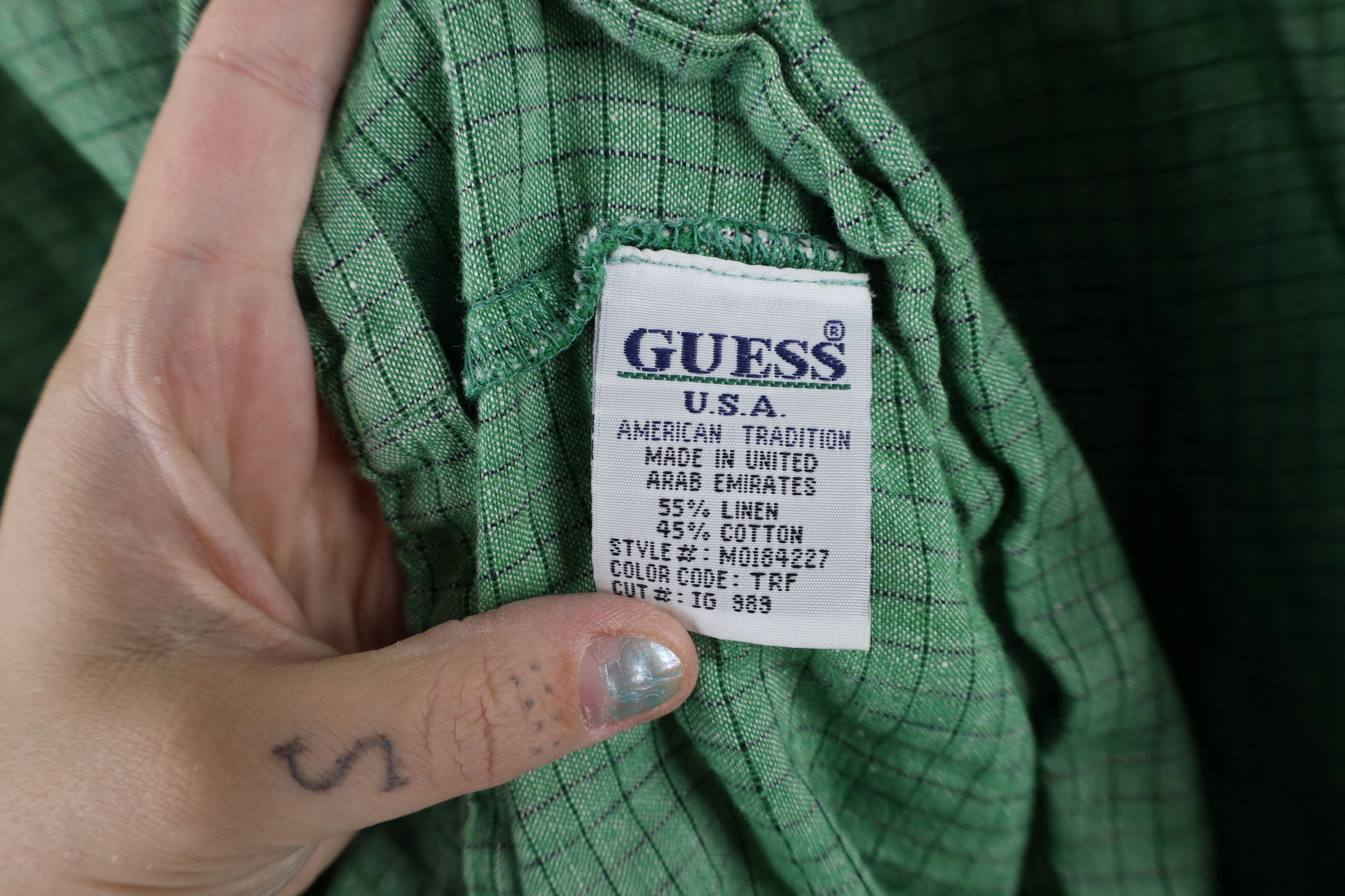 Guess × Vintage Vintage 90s Guess Jeans Short Sleeve Button Shirt Green Size US XXL / EU 58 / 5 - 8 Thumbnail