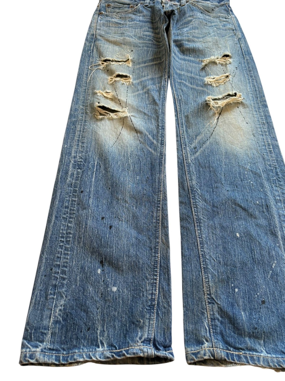Edwin Vintage Edwin 503 Blue Trip Paint Mud Wash Rip Loose Jeans Size US 34 / EU 50 - 6 Thumbnail