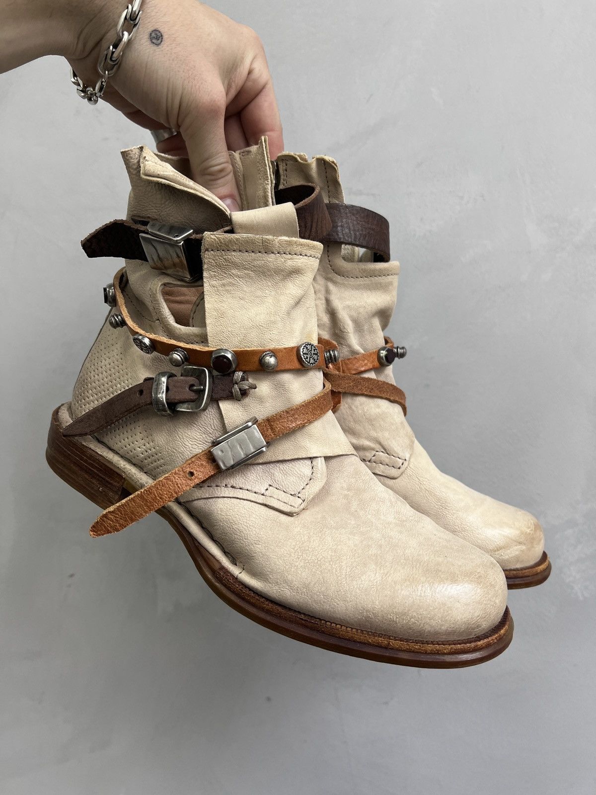 A.S.98 × Guidi Rare avant garde belted margiela style A.S. 98 leather boots Size US 6 / IT 36 - 2 Thumbnail