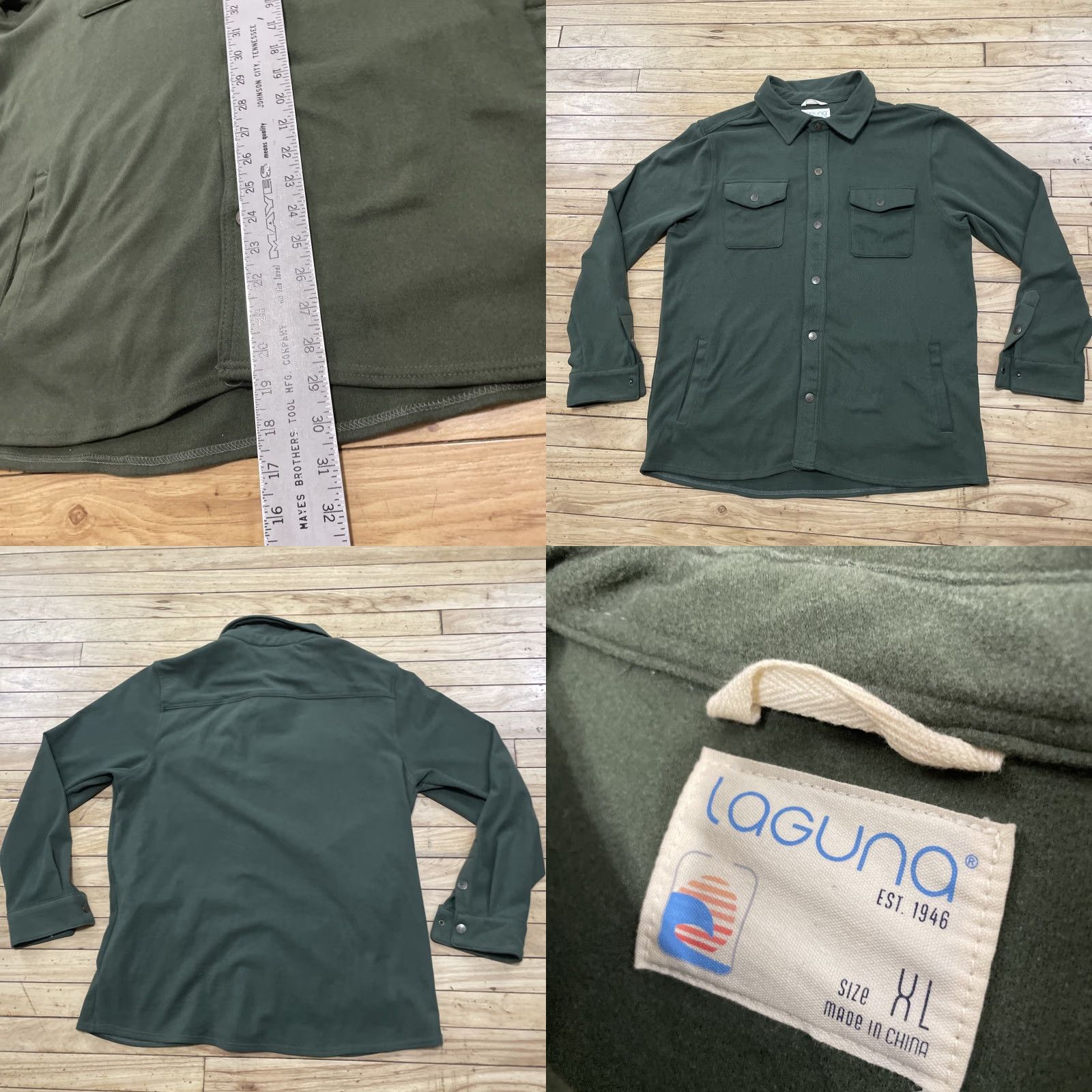 CO VINTAGE Laguna Beach Shacket Men XL Olive Green Y2K Flannel Snap Cap Capsule Shacket Casual Size US XL / EU 56 / 4 - 9 Thumbnail