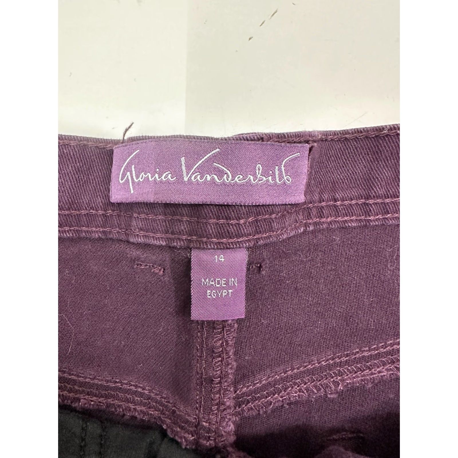 Gloria Vanderbilt Gloria Vanderbilt Jeans Size 14 Short Purple Denim Womens Straight 5-Pocket Stretch Regular Color Purple Fabric Denim Size 36" / US 14 / IT 50 - 3 Thumbnail