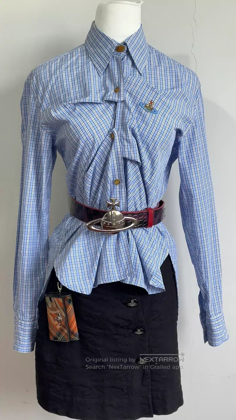 Vivienne Westwood Vivienne Westwood 90s Blue and White Plaid Shirt Size M / US 6-8 / IT 42-44 - 3 Thumbnail