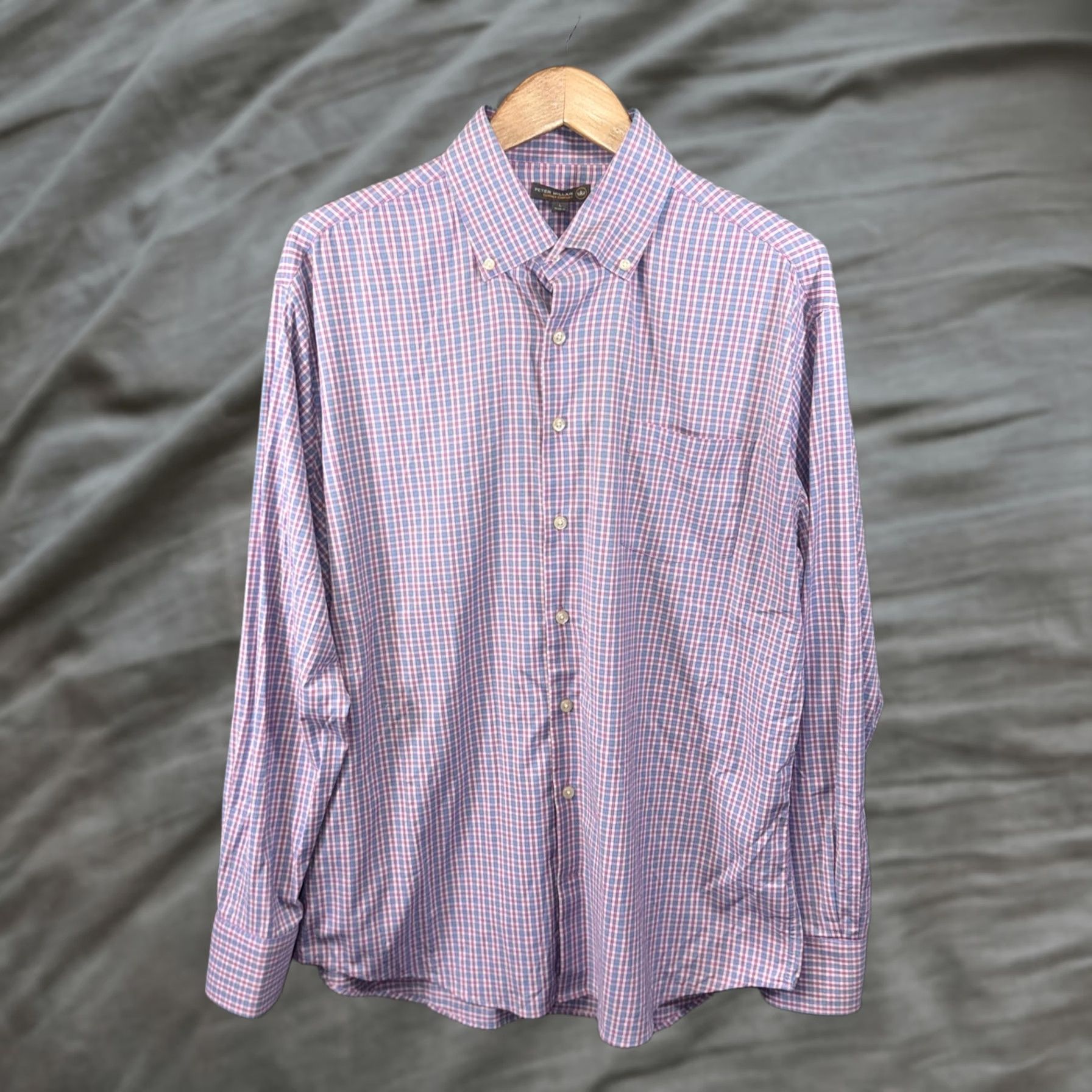 Peter Millar Peter Millar Shirt Mens Large Blue Pink Check Summer Comfort Button-Down Stretch Size US L / EU 52-54 / 3 - 1 Thumbnail