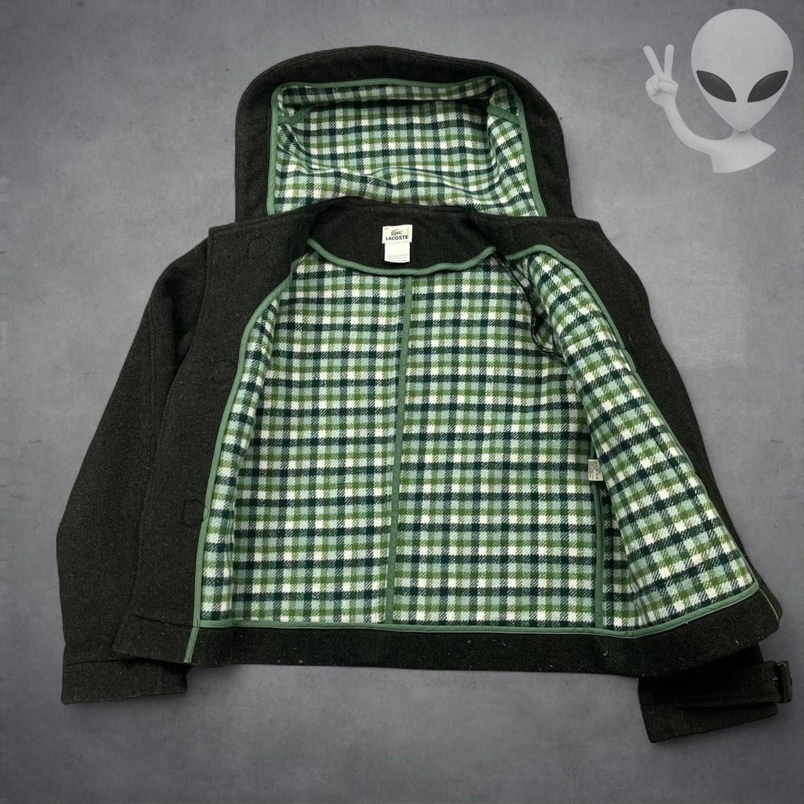 Lacoste Lacoste Wool Duffle Coat Medium Charcoal Grey Plaid Lined Size M / US 6-8 / IT 42-44 - 5 Thumbnail