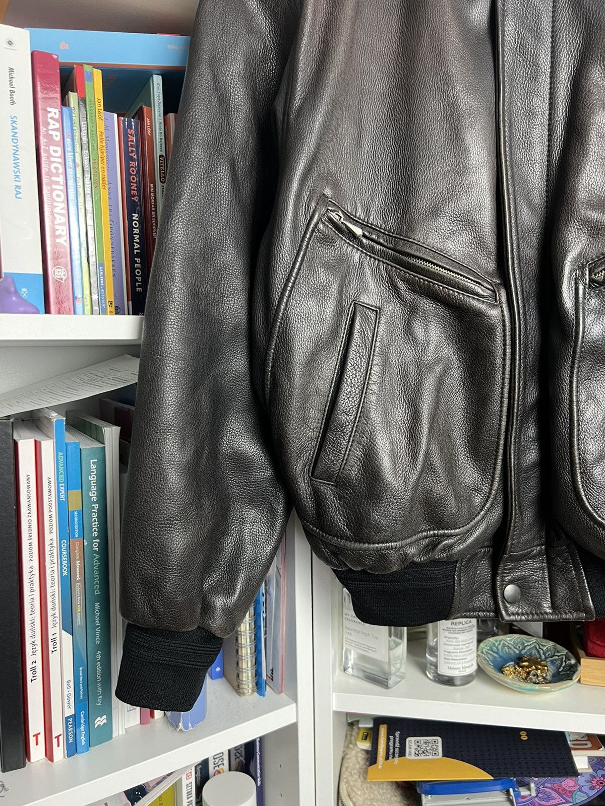 Vintage Vintage 90s Heavy leather boxy bomber jacket XL casual moto Size US XL / EU 56 / 4 - 4 Thumbnail