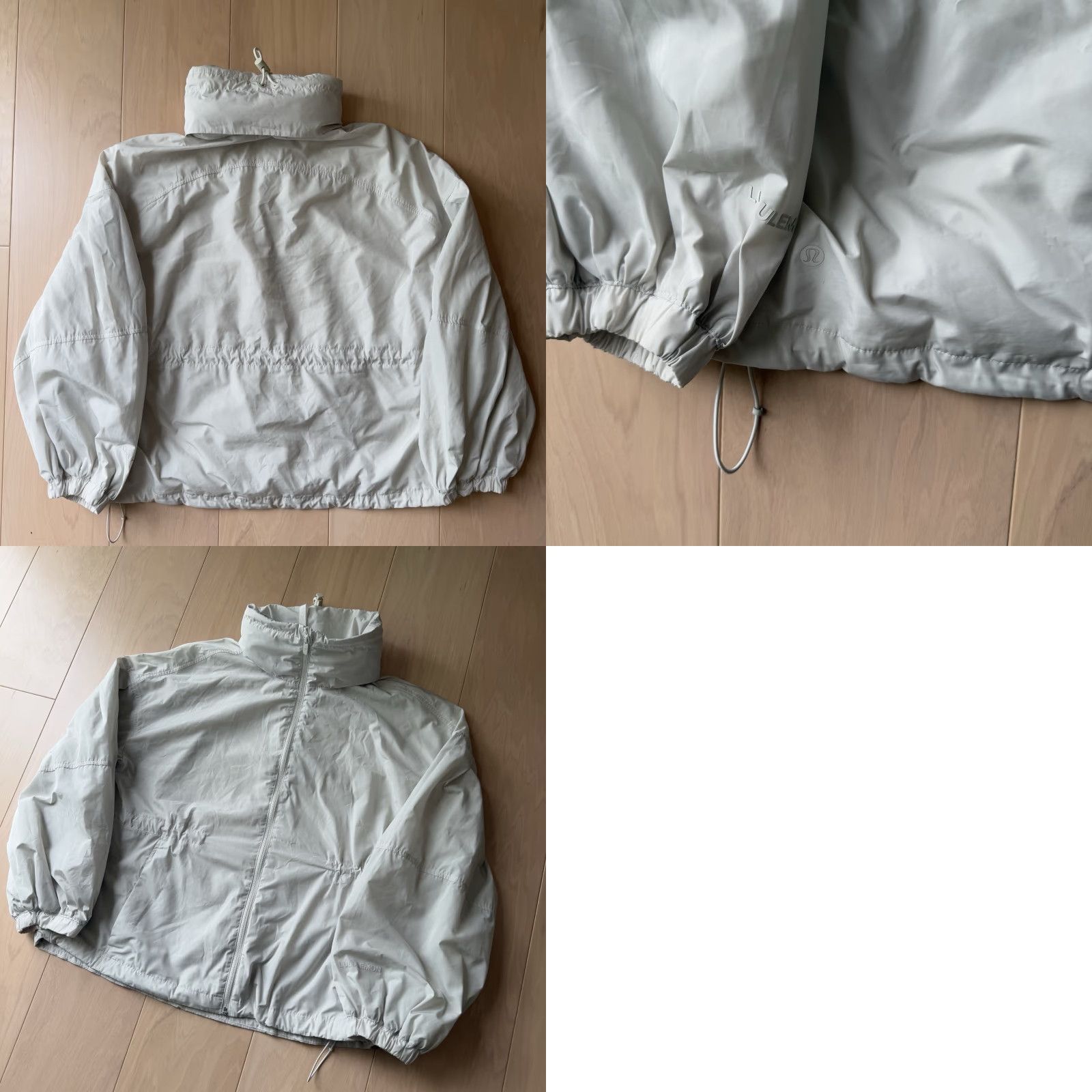 Lululemon Lightweight Jacket Women 10 Gray Full Zip Windbreaker Casual All Seasons Short Sleeve Long Sleeve Nylon Zip Logo