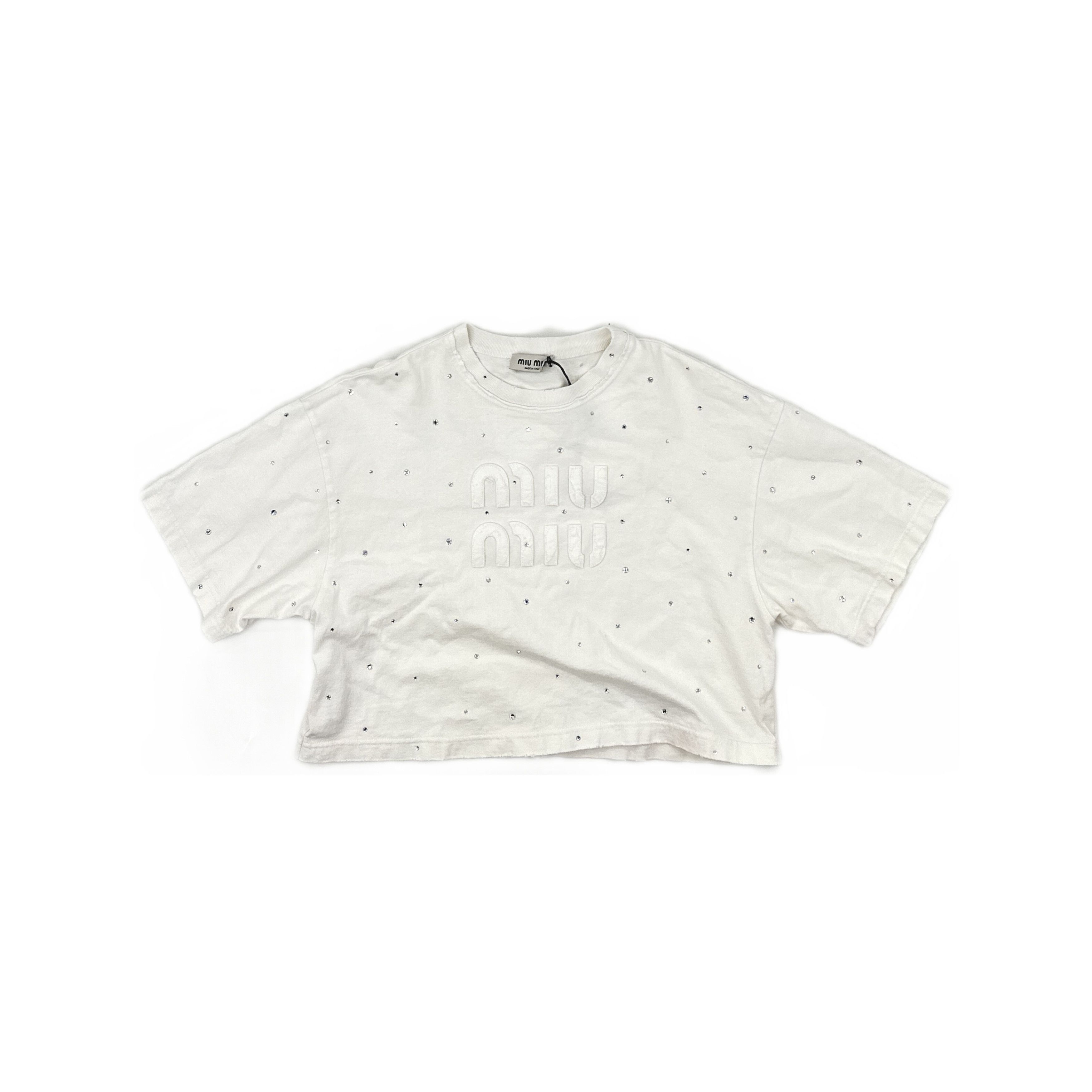 Miu Miu Miu Miu Crystal Logo T-Shirt S Size S / US 4 / IT 40 - 1 Thumbnail