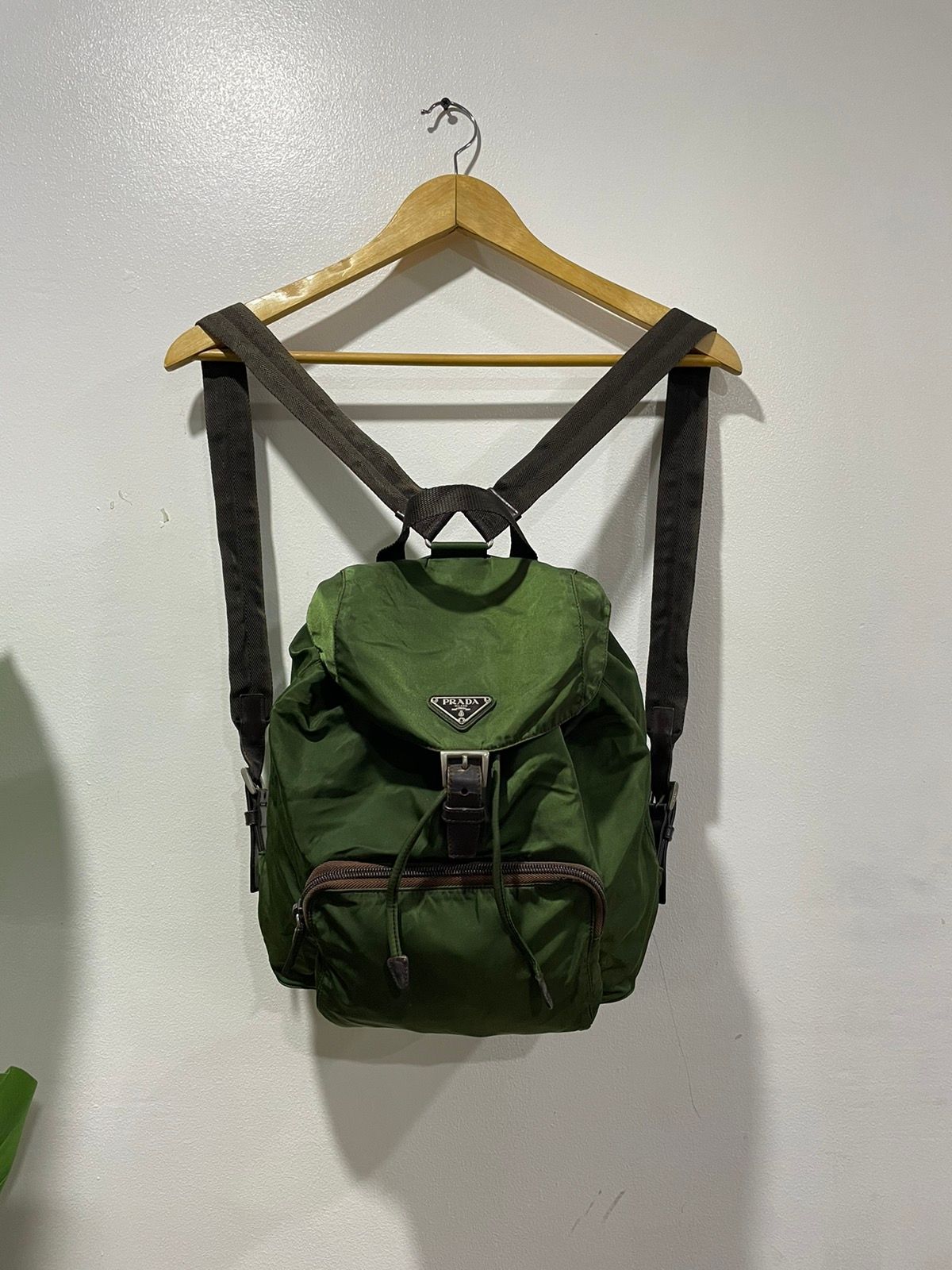 Pre-owned Prada Vintage  Backpack Nylon In Green