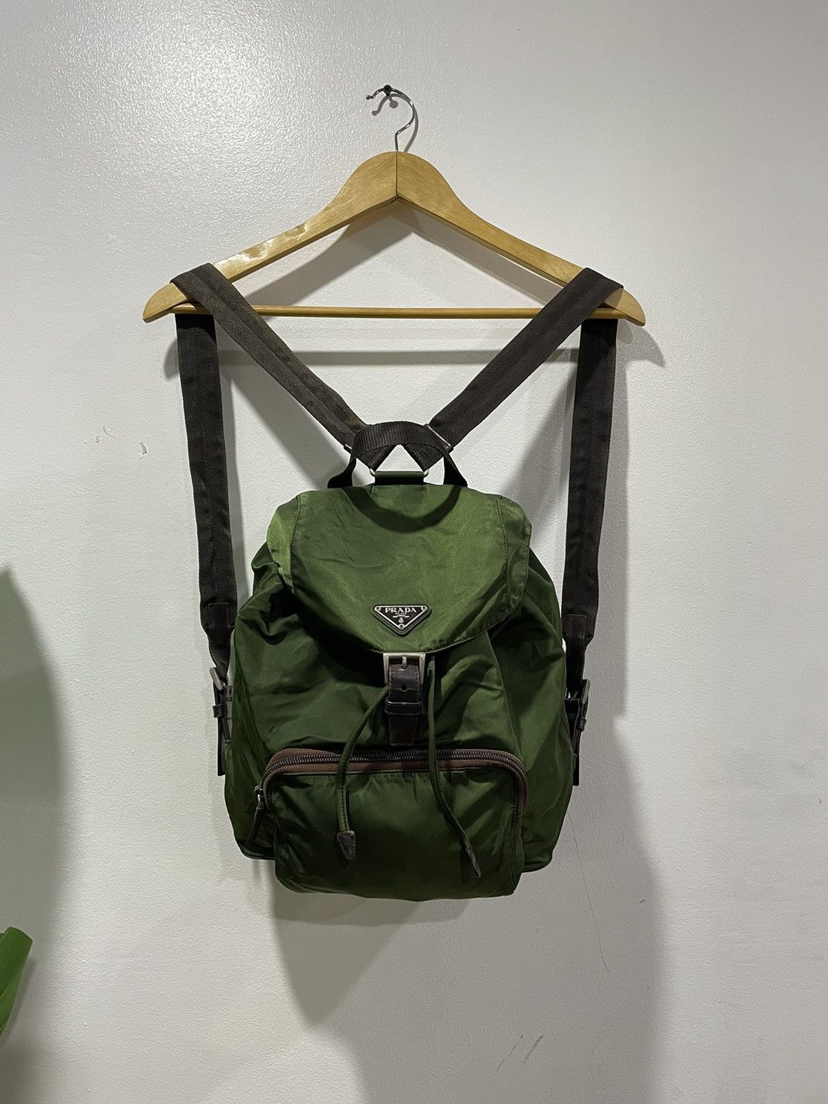 Pre-owned Prada Vintage  Backpack Nylon In Green