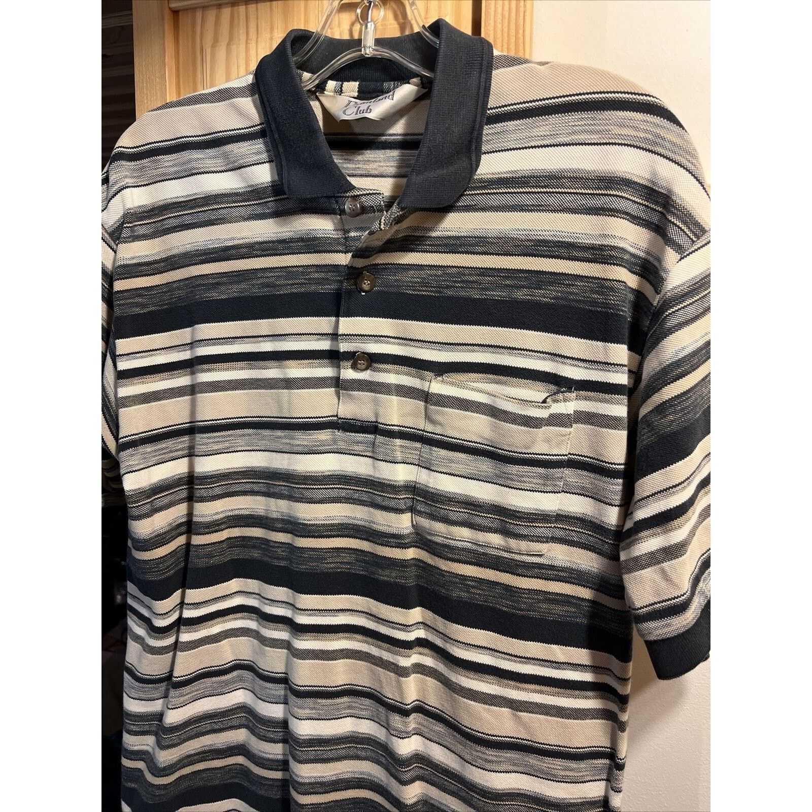 Other Palmland Club VTG Men’s M White Beige Striped SS Cotton Polo Size US M / EU 48-50 / 2 - 5 Thumbnail