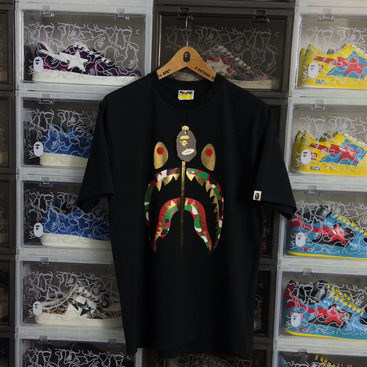 Bape × Stussy Bape x Stussy Shark Back 2 Sided Tee | Grailed