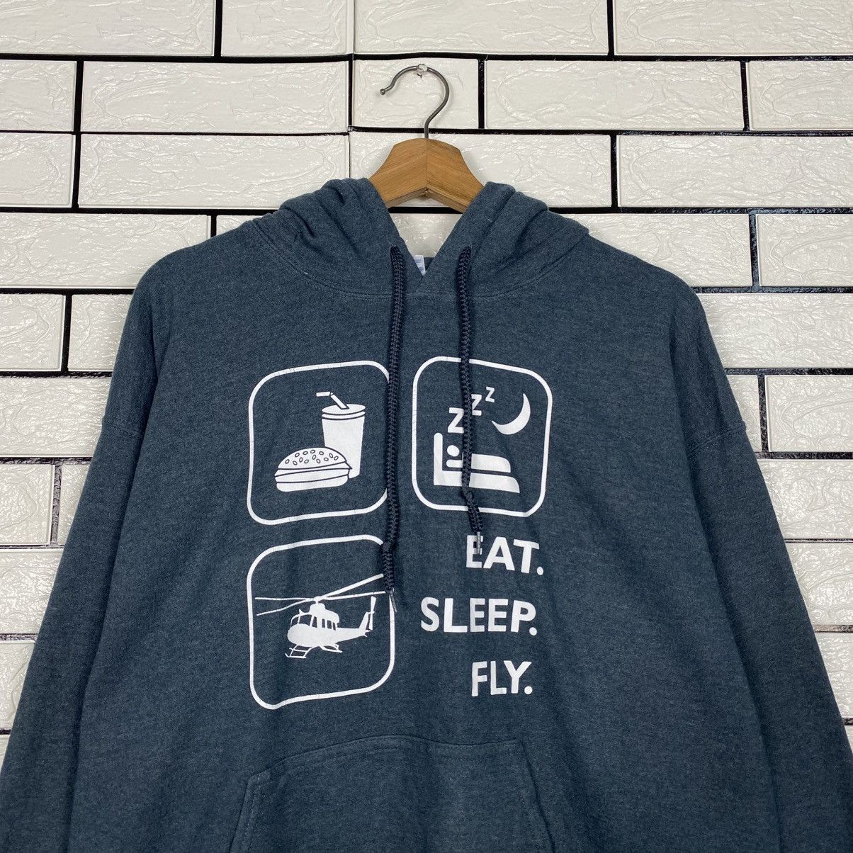 Vintage 📌Vintage Hoodie Pull Over Eat Sleep Fly Big Logo Size US L / EU 52-54 / 3 - 13 Thumbnail
