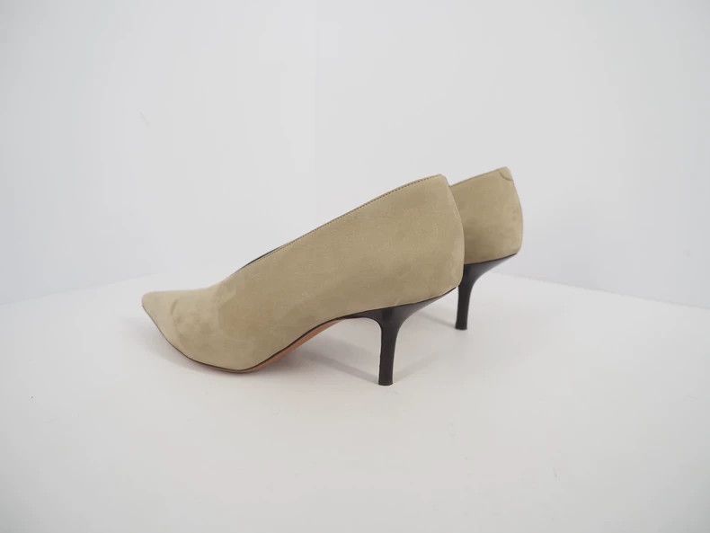 Celine CelineGray suede V-mouth pointed high heels 2503-Nextarrow Size US 5.5 / IT 35.5 - 2 Thumbnail