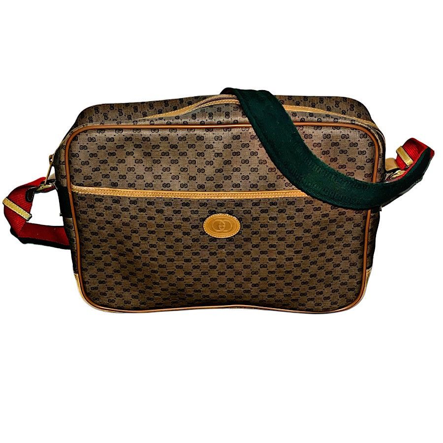 Authentic Vintage Gucci Micro GG Web Strap Shoulder Bag in Beige, Women's