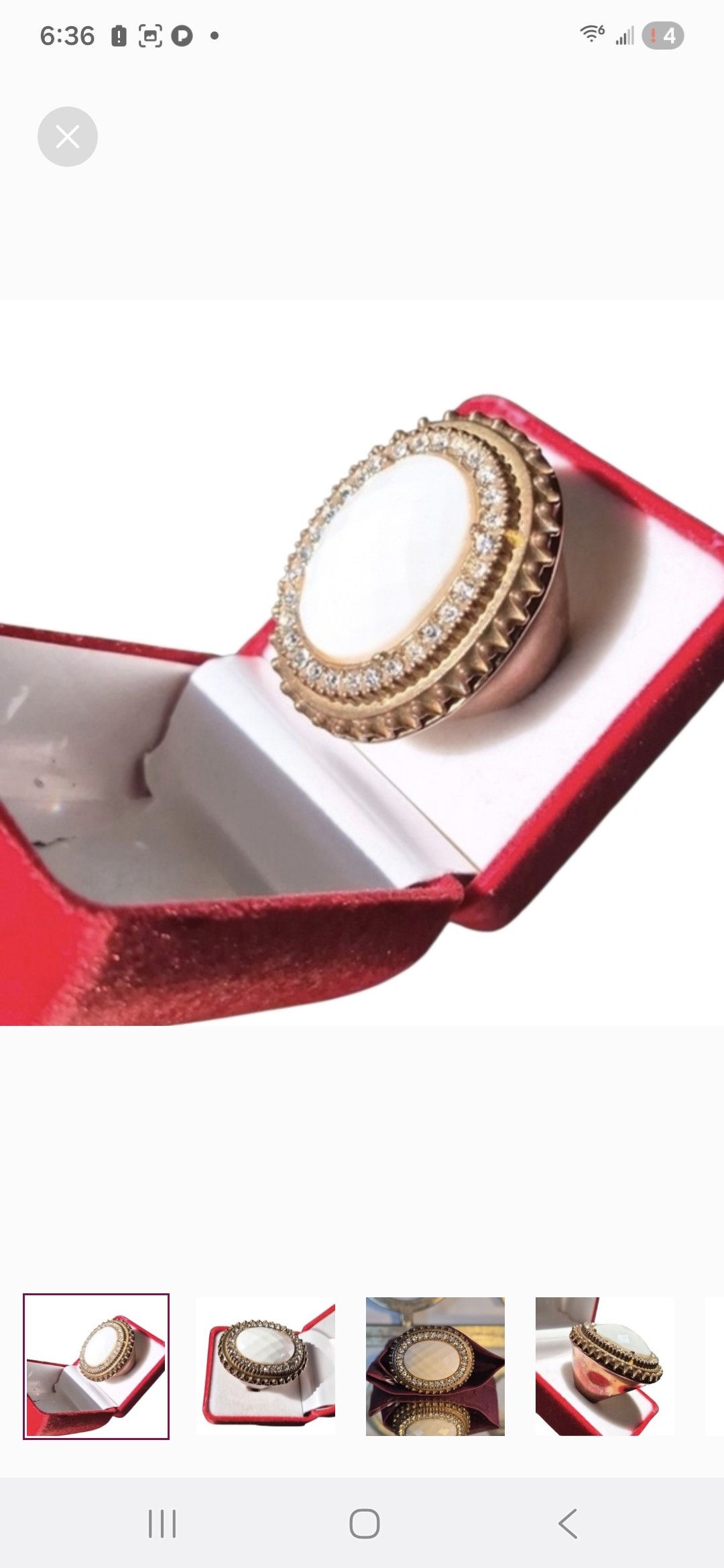 Other Mother Of Pearl Gold Toned Ring-Vintage Size ONE SIZE - 3 Thumbnail
