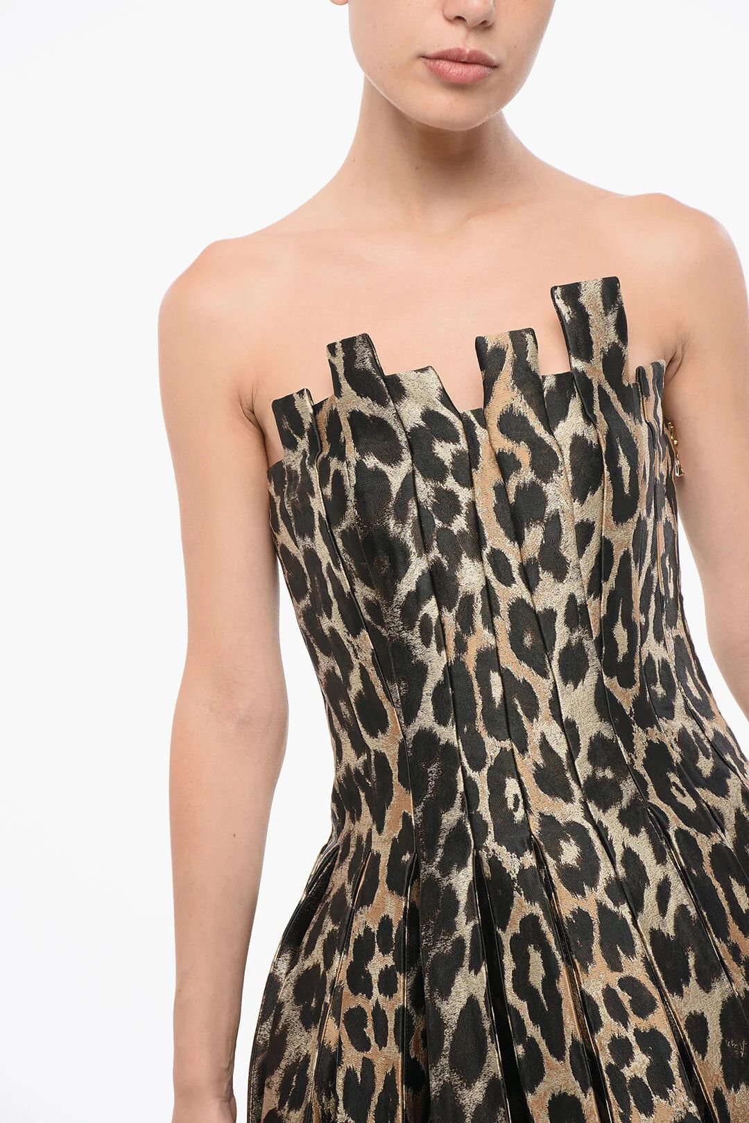 Balmain og1mm0326 Strapless Flared Dress in Brown/Black Size S / US 4 / IT 40 - 3 Thumbnail