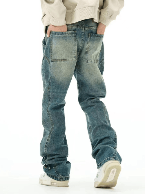 Japanese Brand × Jean Vintage washed irregular straight American versatile jeans Size US 32 / EU 48 - 4 Thumbnail