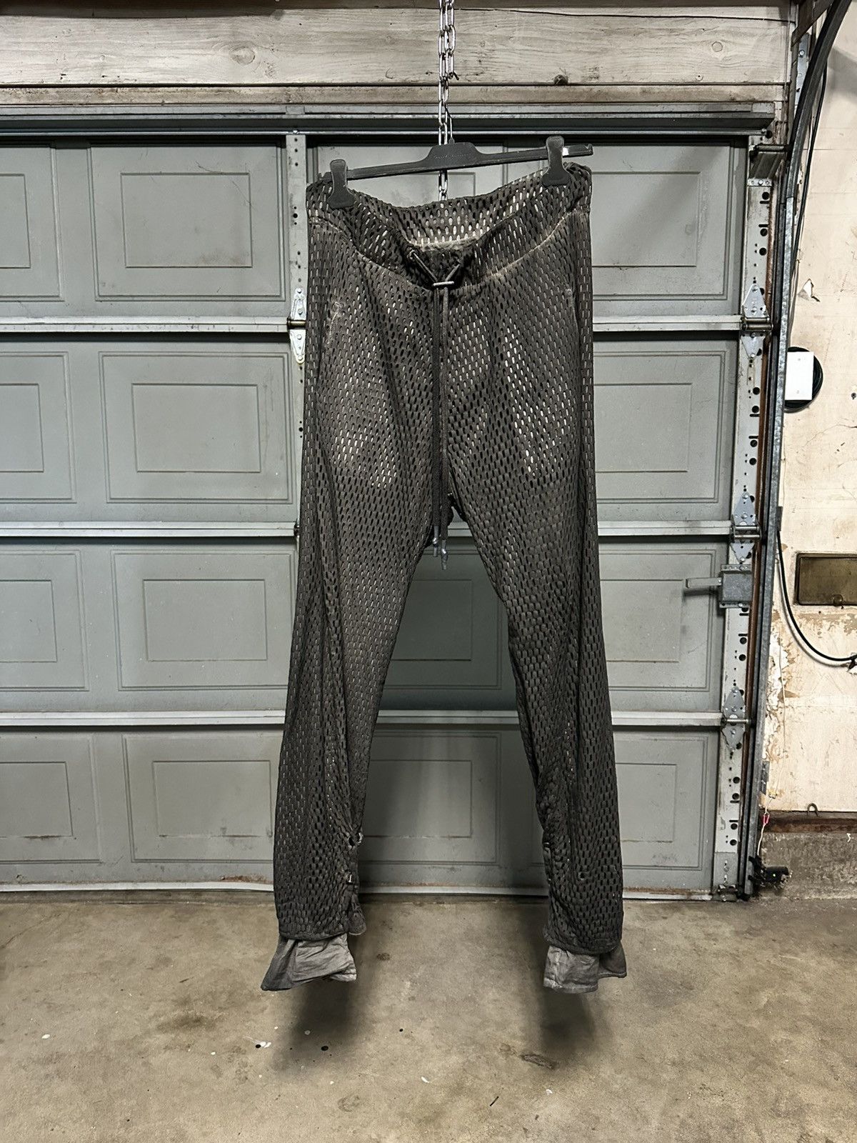 Boris Bidjan Saberi Boris Dark Green Object Dyed Perforated Lounge Pants Size US 32 / EU 48 - 1 Thumbnail