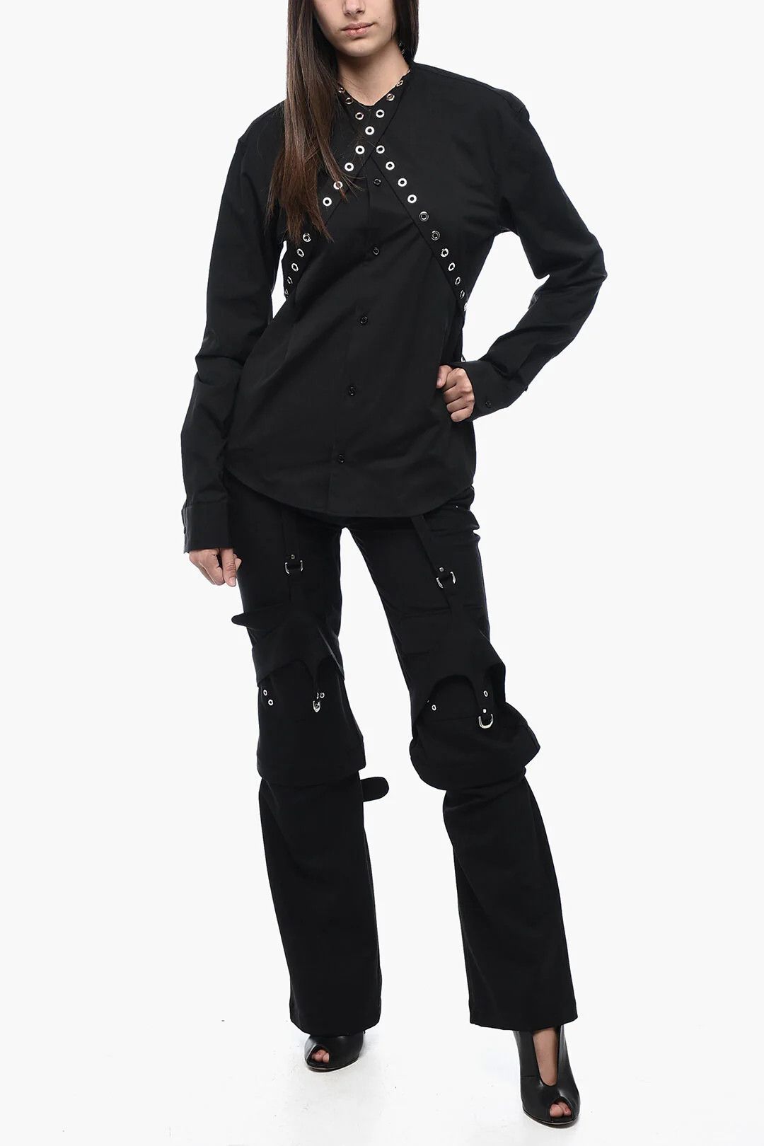 Off-White og1mm0426 Poplin Blouse in Black Size M / US 6-8 / IT 42-44 - 5 Thumbnail