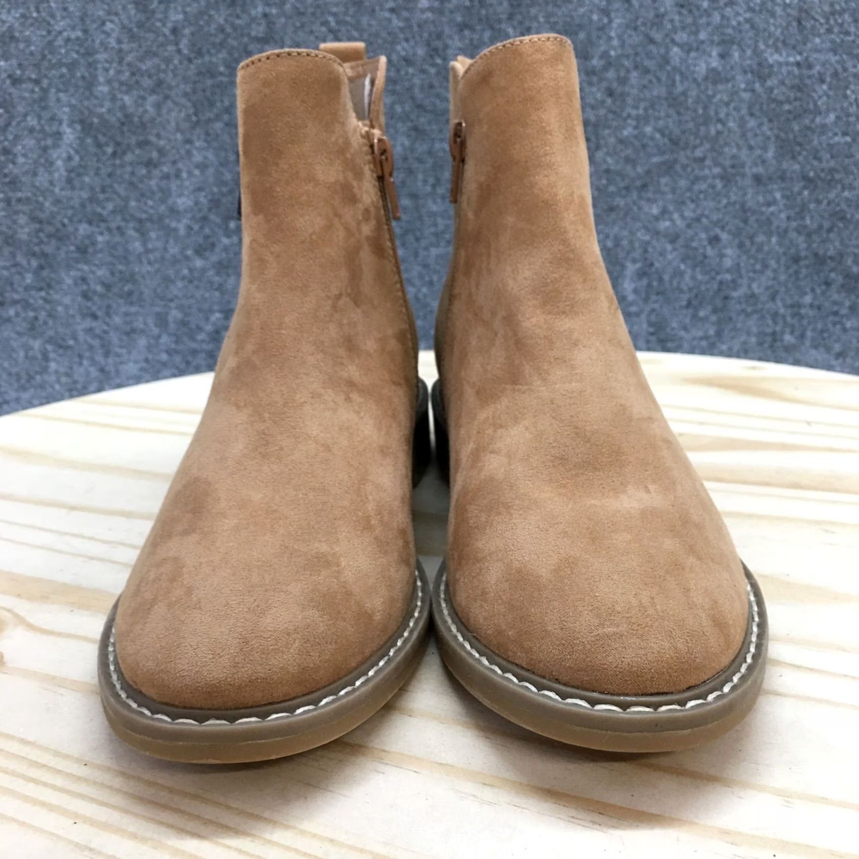 Vintage Universal Thread Boots Women Brenna Casual Side Zip Ankle Bootie Brown Fabric Size 6 Womens Size US 6 / IT 36 - 5 Thumbnail