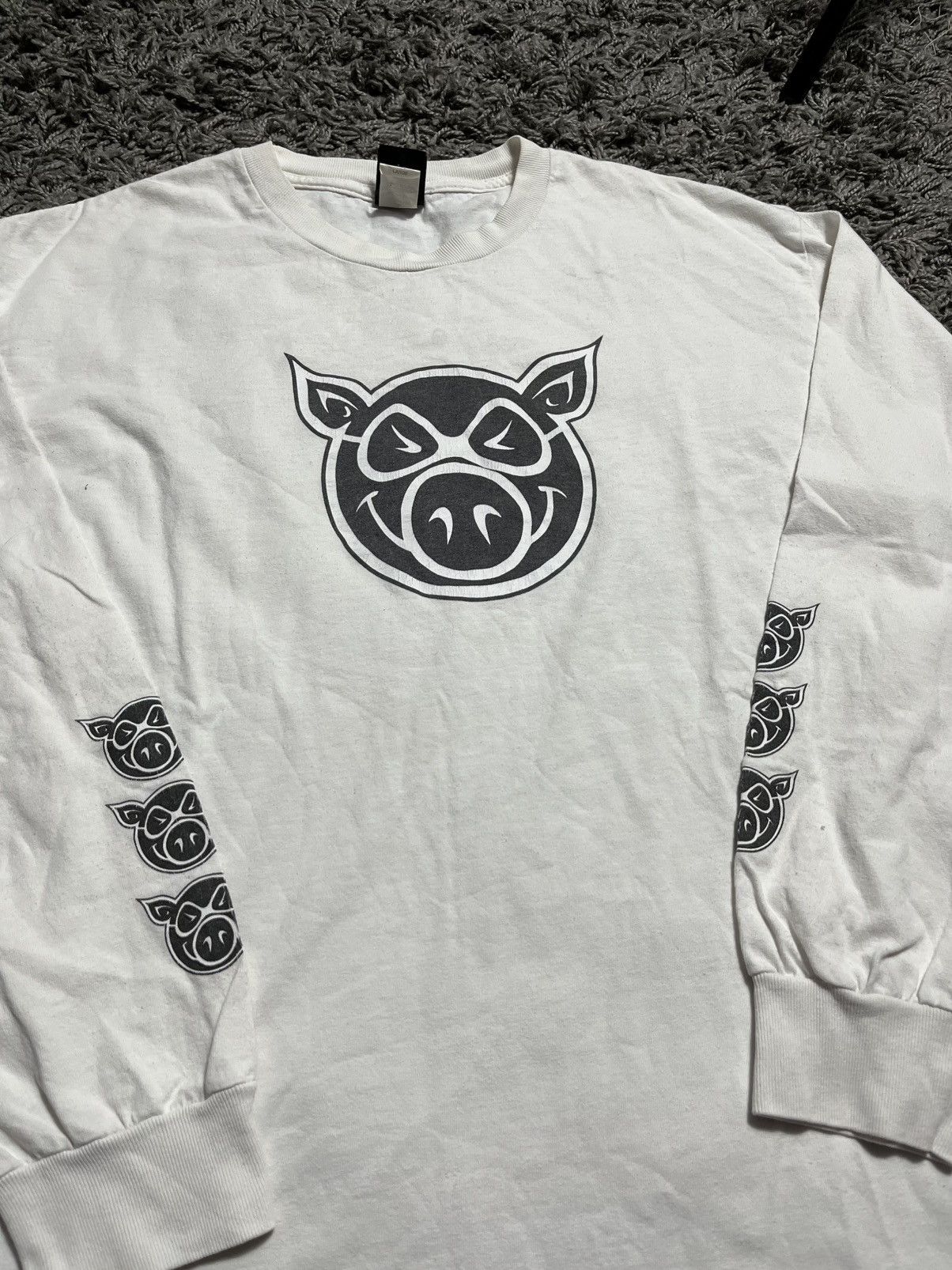 Vintage PIG WHEELS PIG HEAD SHIRT VNTG Y2K COTTON SKATEBOARD SHIRT Size US L / EU 52-54 / 3 - 2 Thumbnail