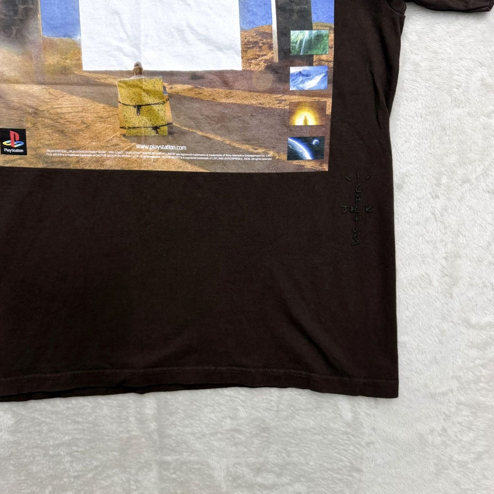 Travis Scott Cactus Jack PlayStation Shirt Mens S Brown Space Video Game Short Sleeve Crew Neck Logo Graphic Print Size US S / EU 44-46 / 1 - 5 Thumbnail